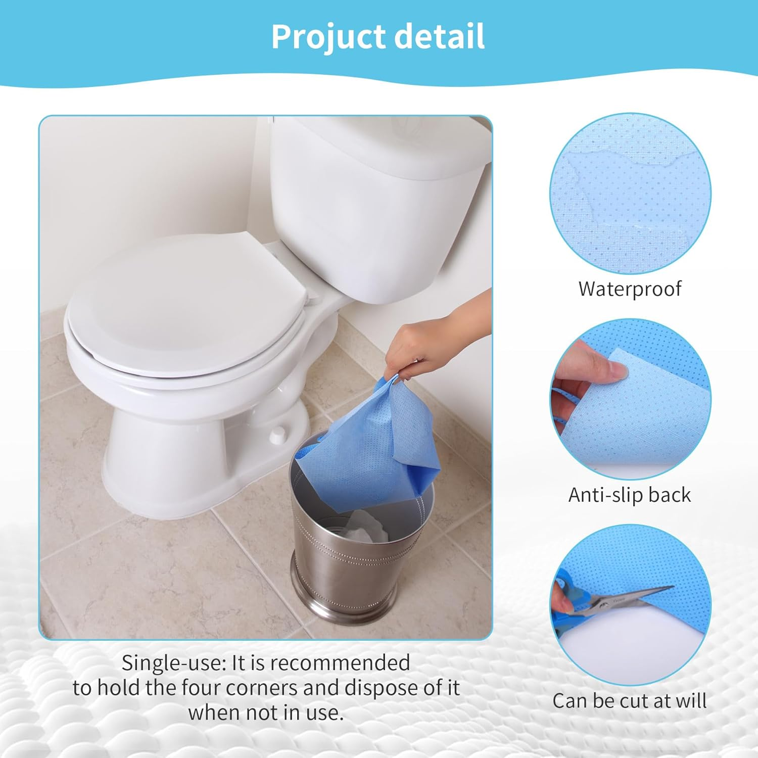 BREENHILL 25 Pack Disposable Toilet Mats for a Hygienic & Stress-Free Everyday Home Bathroom Experience,Toilet Floor Protector from Urine,Disposable Toilet Floor Mat for Urine