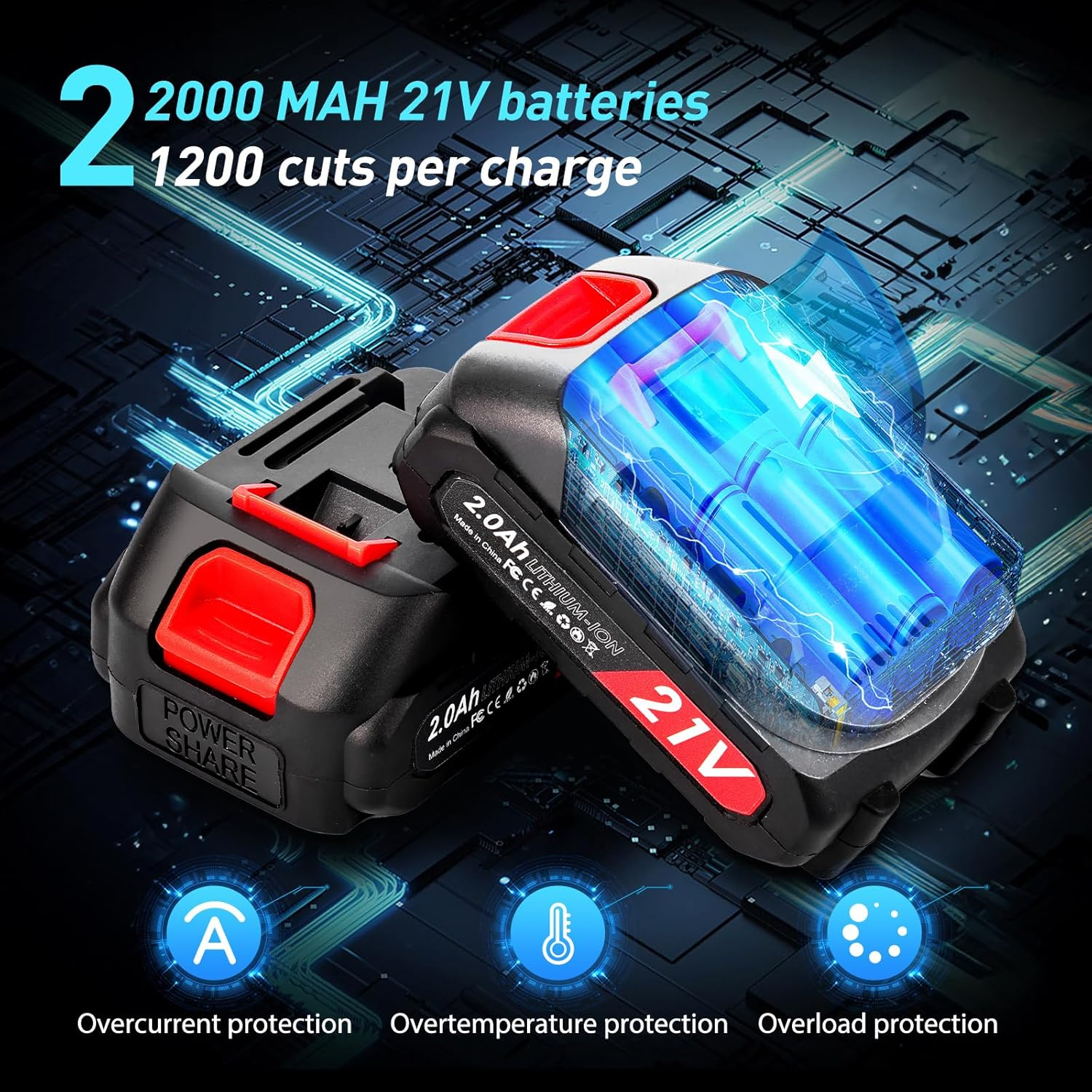 Cordless Electric Pruning Shears Kit - Telescopic Extension Shear Tools with 3Ft Telescopic Rod, 50Mm Cutting Diameter, 2X 2.0Ah Batteries, Garden Scissors for Shrubs, Bonsai, Fruit Trees