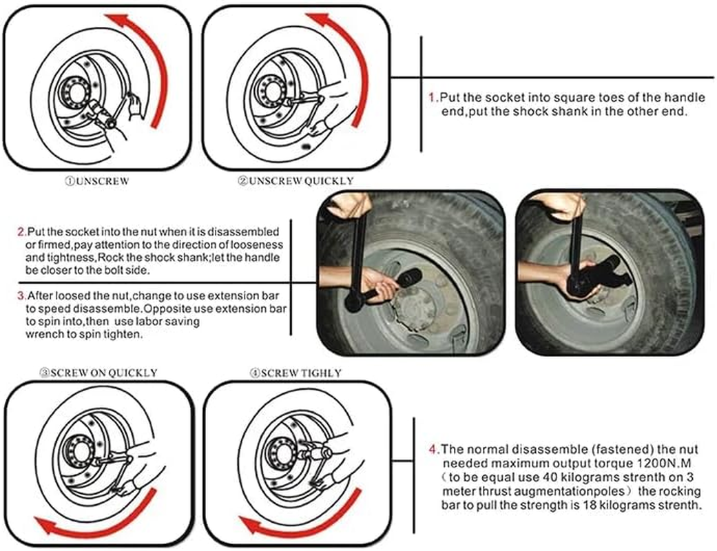 1" Drive Torque Multiplier Hand Lug Wrench Wheel Nut Remover 1-58 Ratio 8 Sockets image number 2