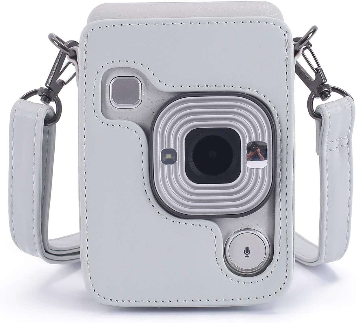 Phetium Protective Case Compatible with Instax Mini Liplay Hybrid Instant Camera and Printer, Soft PU Leather Bag with Removable/Adjustable Shoulder Strap (Smokey White) image number 5