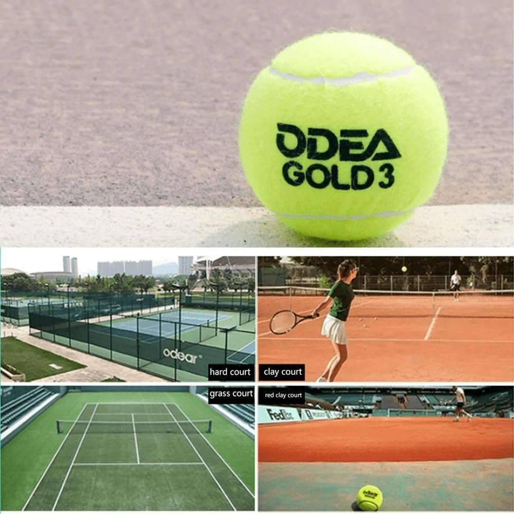 Odea Gold Professional Training Tennis Balls - Durable High Rebound 140-148CM, ITF Approved image number 2