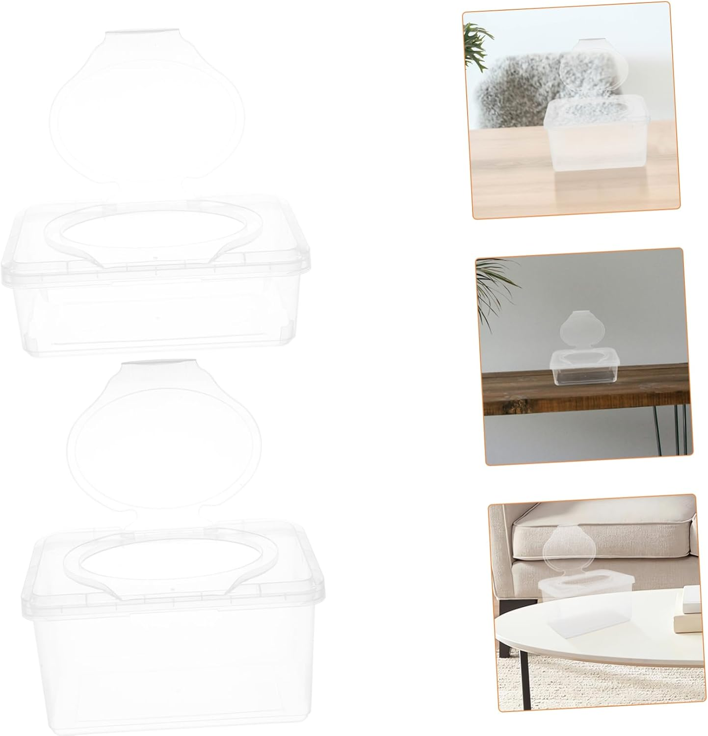 2Pcs Wet Wipes Storage Box Flip Top Dispenser for Bathroom Toilet Travel Reusable Wipes Holder Tissue Box Holder image number 1