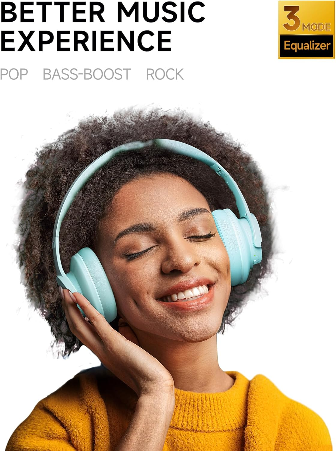 Picun B8 Bluetooth Headphones over Ear, 120H Playtime Wireless Earphone, 3 EQ Modes Low Latency, Hands-Free Calls, Deep Bass Headphones for Travel Home Office Mobile Phone PC image number 1