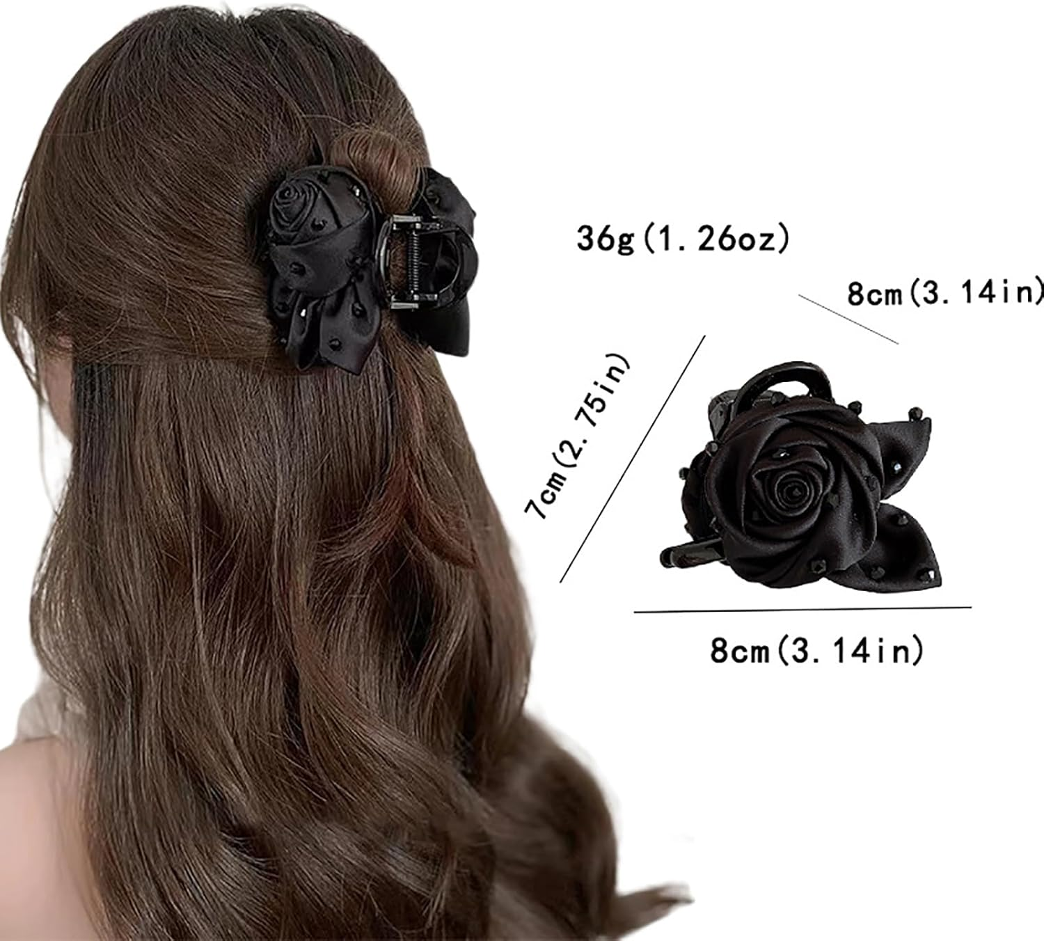 Rose Flower Hair Claws Clips for Women Black Rose Hair Claws Flower Hair Accessories for Beach Holiday Women Girls Bridal Wedding Floral Hair Clips Barrettes Accessories for Women Girls