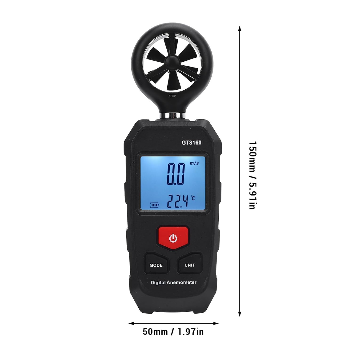 Digital Wind Speed, Mini Weather Meter for Sailing Kite Flying Surfing Fishing Boating Hiking, Temperature Humidity Sensor image number 1