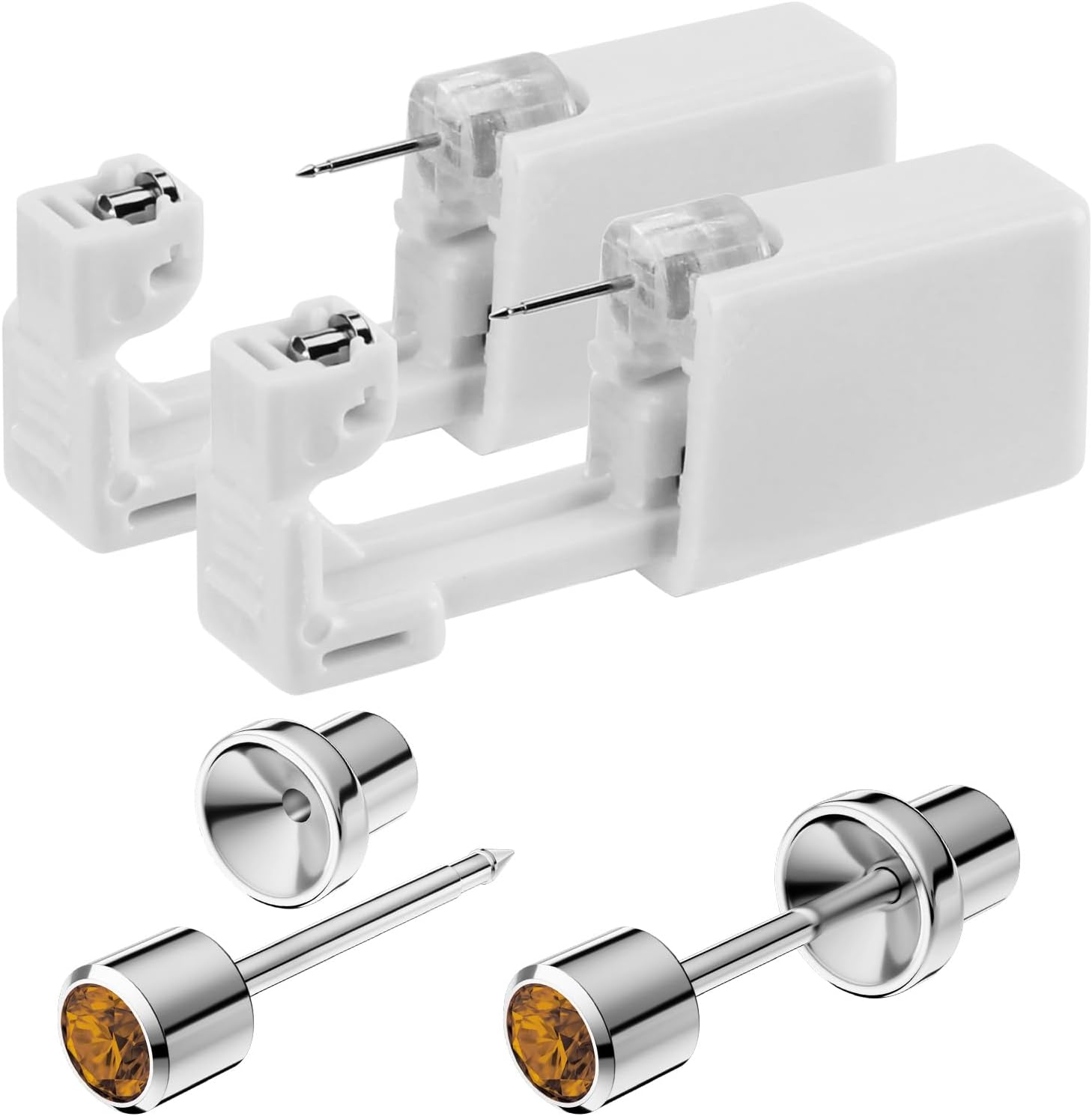 Sugartang Safe Piercing Earrings and Body Piercing Kits, Stainless Steel 4Mm Cubic Zirconia Jewelry Ear Piercing Gun Sets image number 4