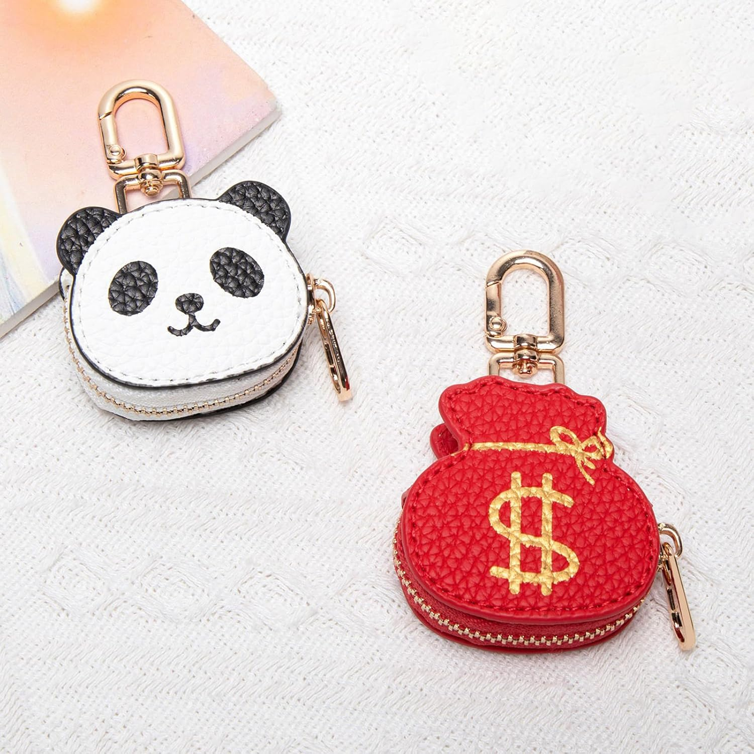 Obotsnoi Small Money Bag Shaped Keychain Wallet Purses Bag Charm Accessories for Womens Minis Coin Purse Coin Purse - Red image number 5