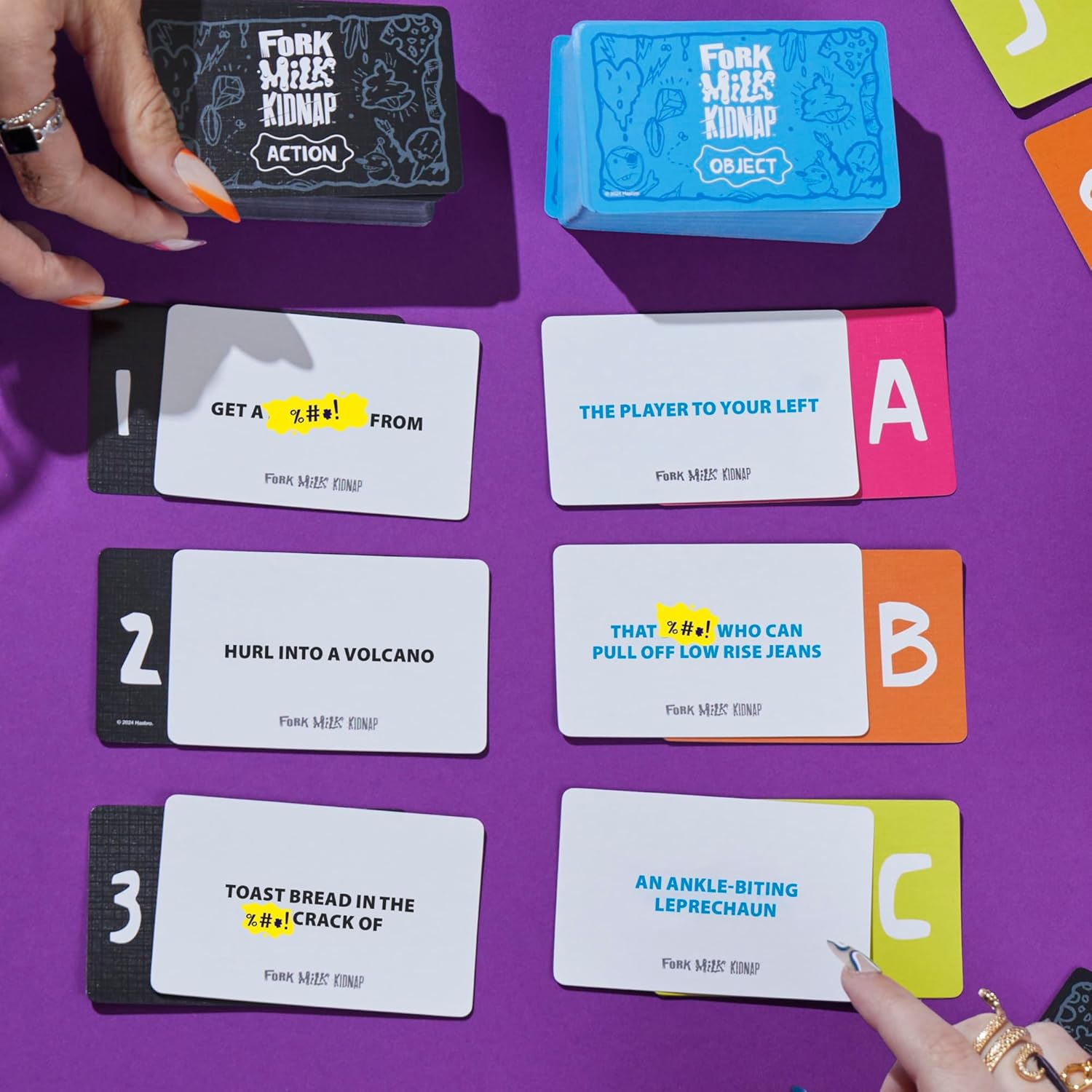 Hasbro Gaming Fork Milk Kidnap Game for Adults Only | an Adult Party Game of Questionable Choices | Ages 17+ | for 3 to 10 Players | Hilarious NSFW Card Games