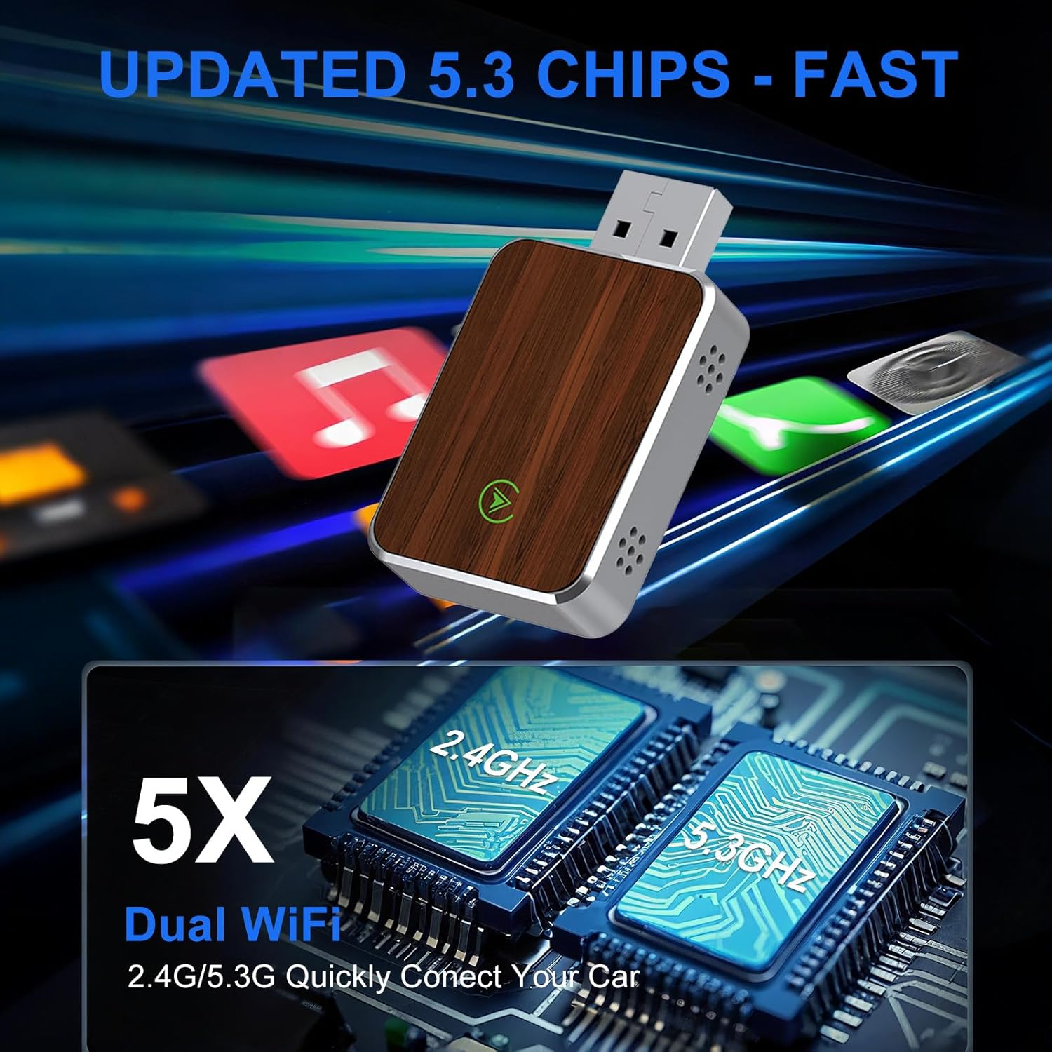 Wireless Carplay Adapter, 2 in 1 Carplay & Android Auto Adapter, Convert Wired to Wireless Car Play Dongle, with Extension Cord, Plug & Play, for Iphone Ios 12+ & Android 11+ image number 3