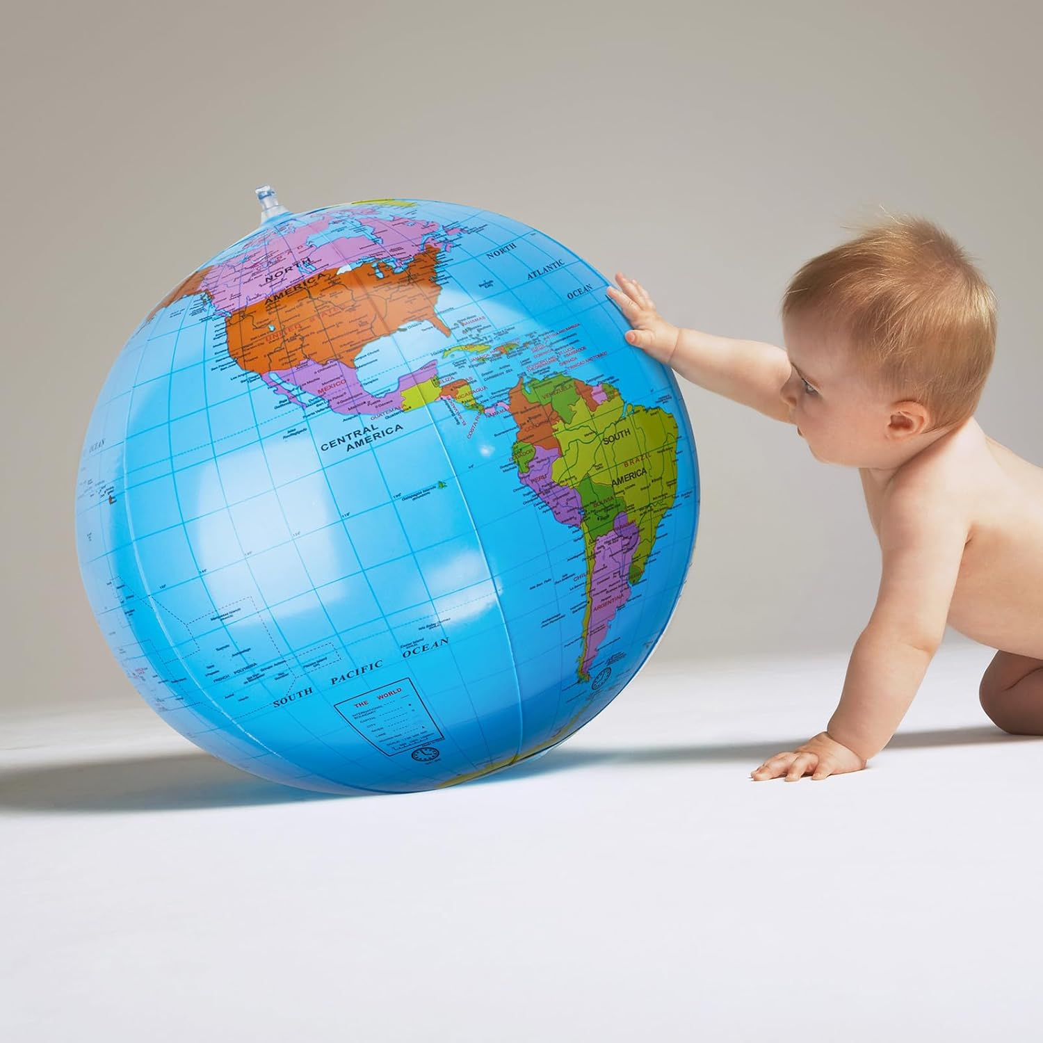 16 Inches Inflatable World Globe - Topographic Map Earth Beach Ball for Kids School Classroom Geography Party Supplies - PVC Giant Blow up Globe image number 4