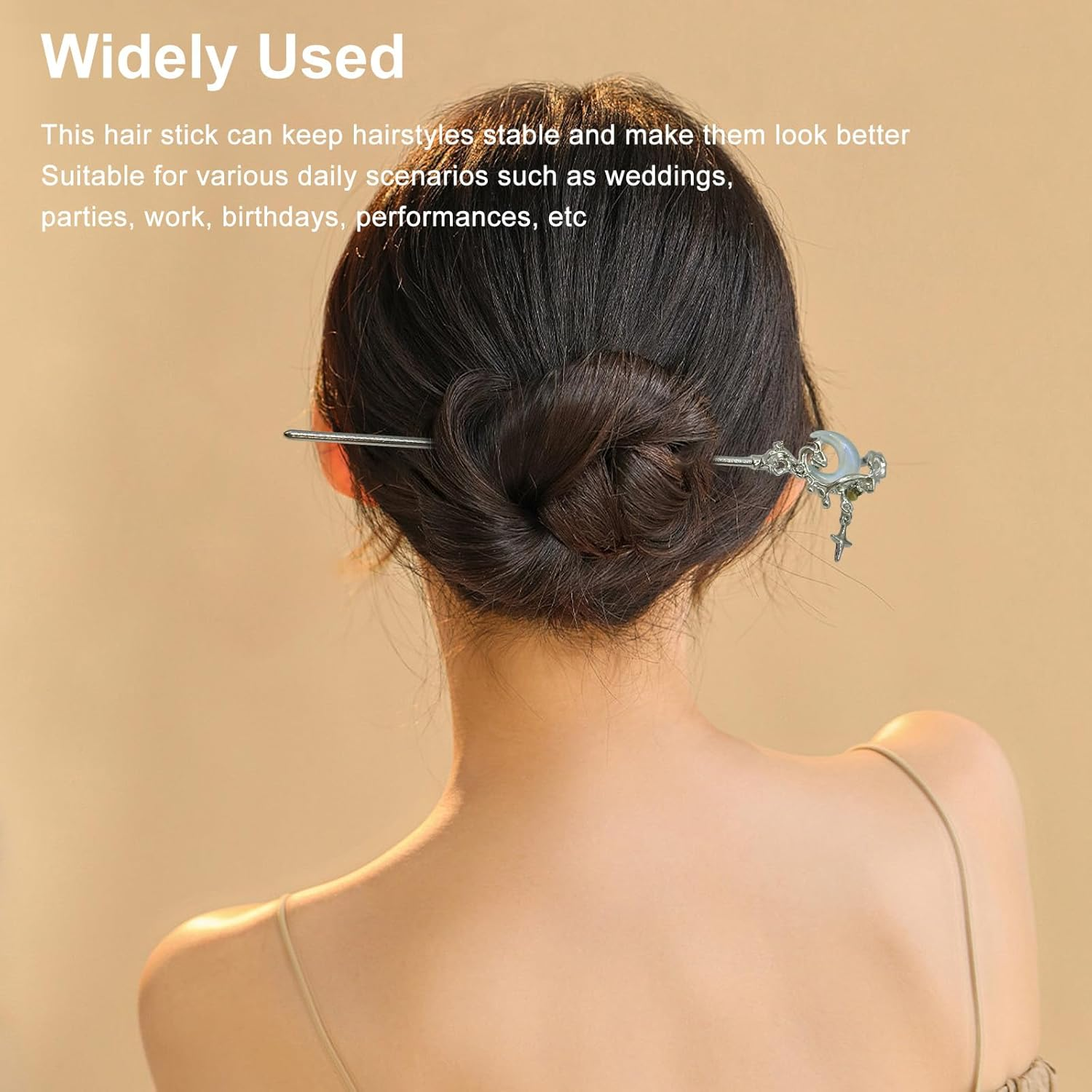 BRDXOOL Pack of 3 Women'S Hair Pins Star and Moon Hair Pins Long Hair Pin Sets Simple Hair Pins Retro Hair Pins Metal Silver Hair Pins for Girls Gifts image number 1