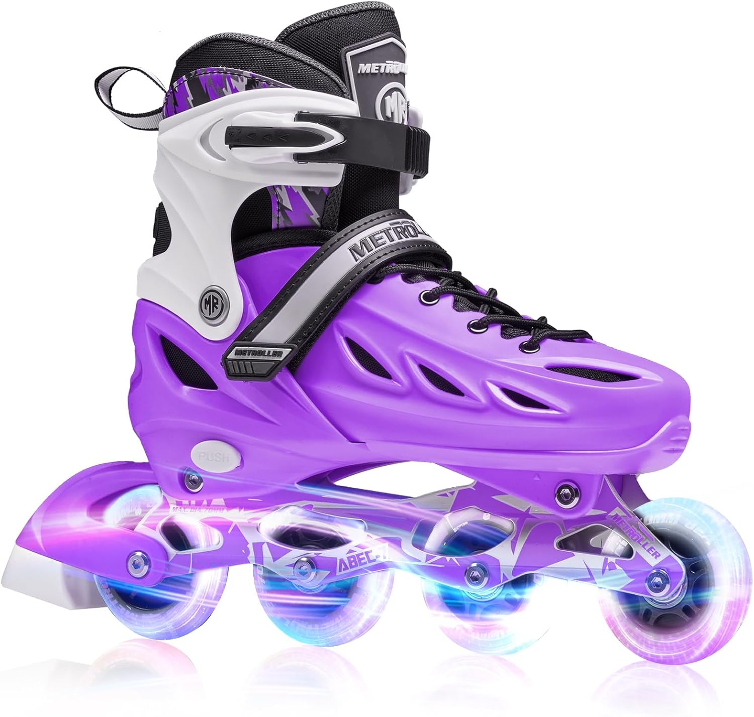 METROLLER Inline Skates for Girls and Boys, Women, Men 4 Sizes Adjustable Roller Blades with Light up Wheels, Illuminating Beginner Rollerblades for Kids & Adult Youth image number 4