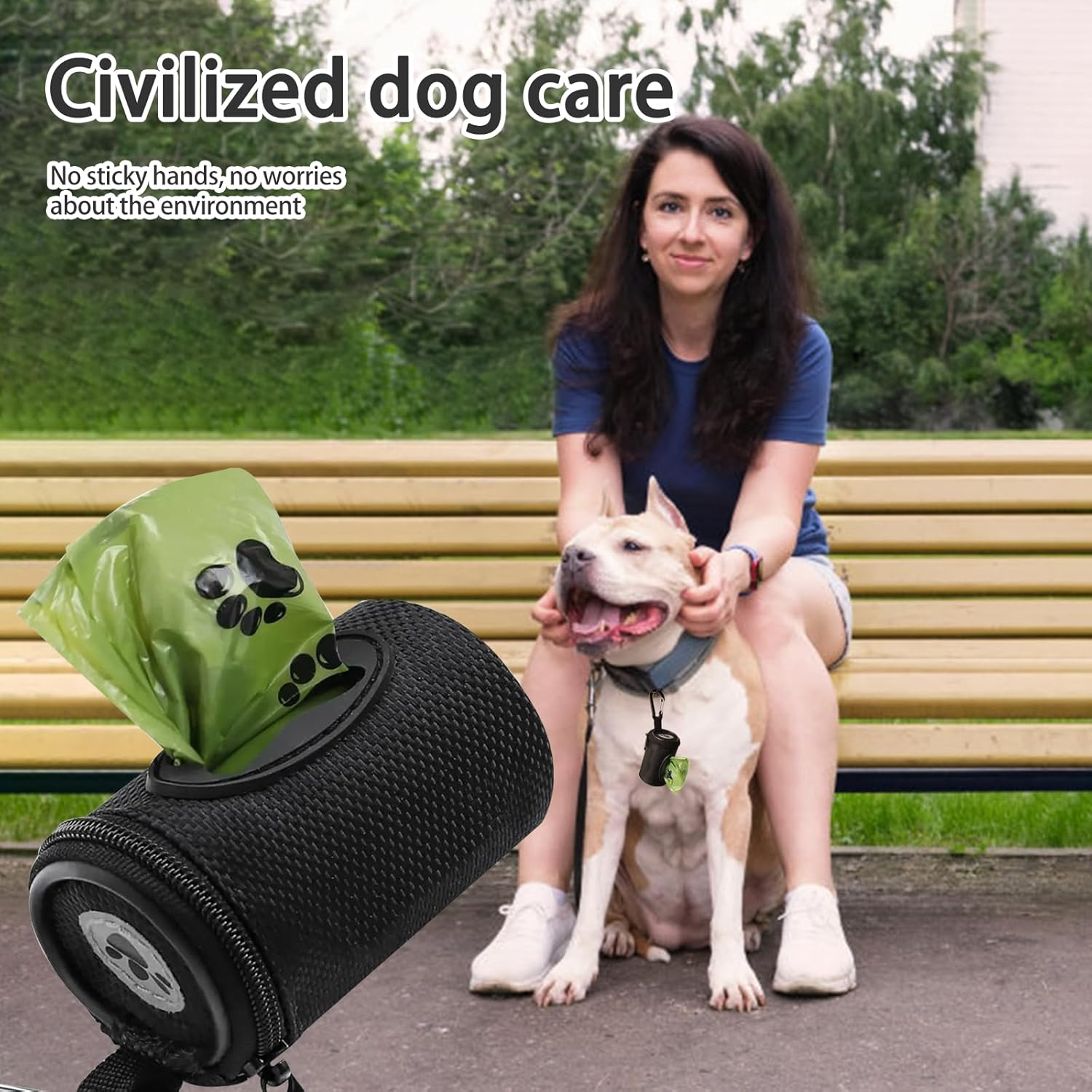 Dog Poop Bag Dispenser with 1 Roll of Pet Trash Bags Zipper Poop Bag with Carabiner Clip Dog Poo Bag Holder Holder Leash Attachment for Dogs for Traveling(Black) image number 3