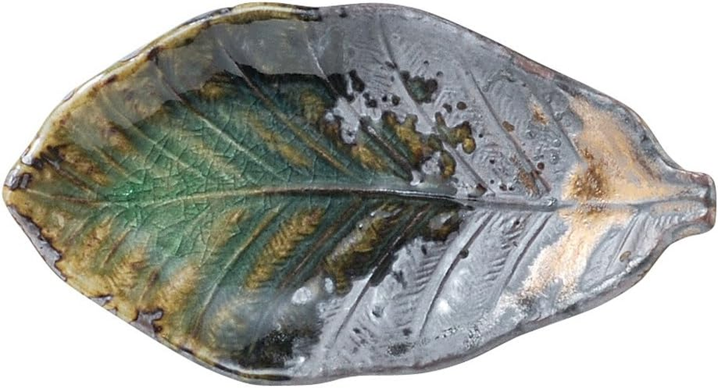 Banko Ware 16050 IGA Kinsai Park Leaf Long and Small Plate, Diameter Approximately 6.3 Inches (16 Cm), Made in Japan image number 1