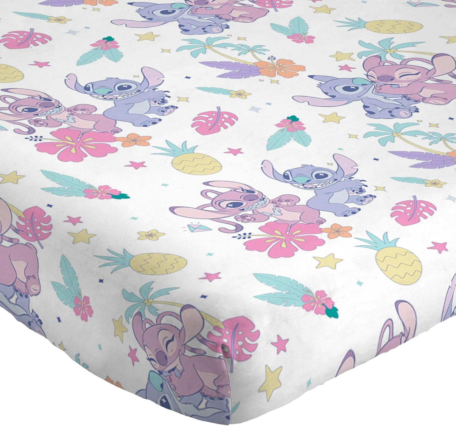 Jay Franco Disney Lilo and Stitch Twin Size Sheet Set - Super Soft Kids 3 Piece Floral Bedding Set Features Angel - Microfiber Sheets Includes Reversible Pillow Cover image number 4