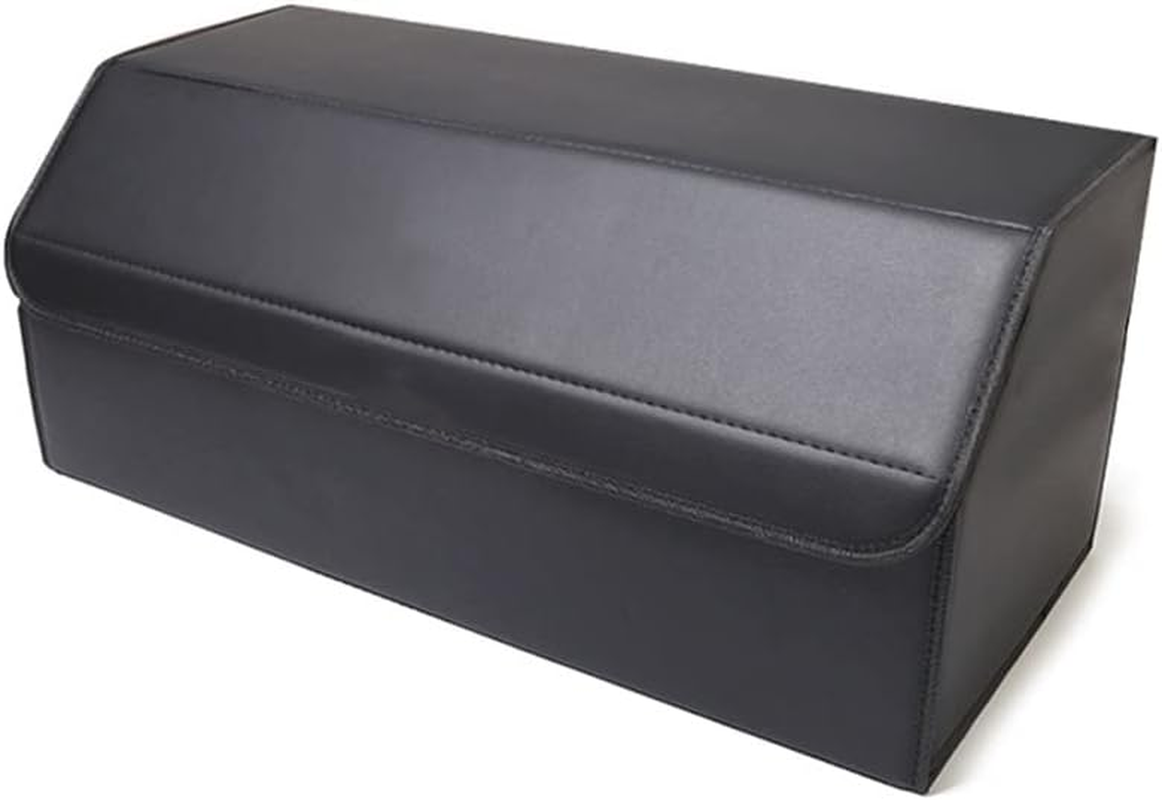 SOGA Leather Car Boot Collapsible Foldable Trunk Cargo Organizer Portable Storage Box Black Large image number 4