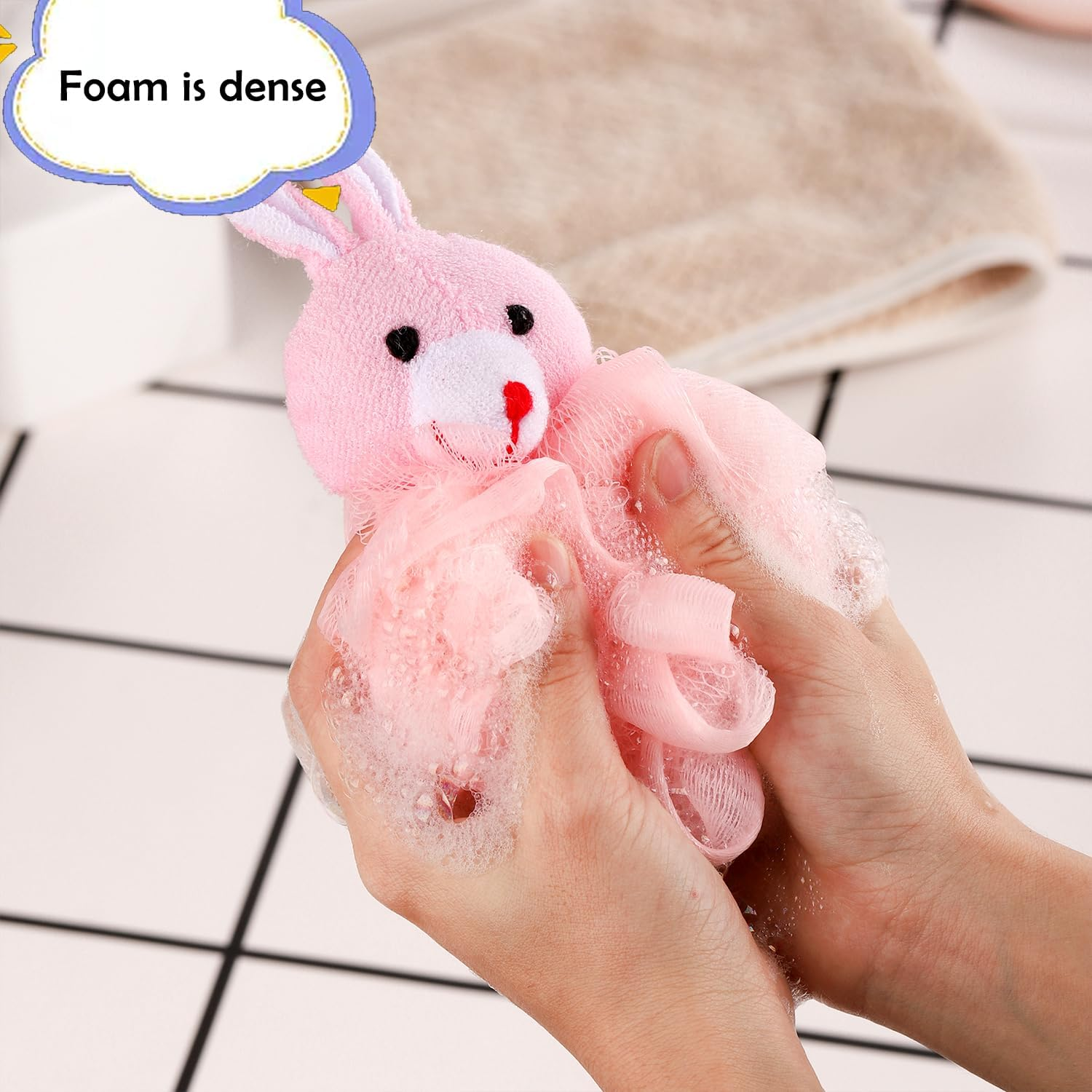 RAMFIYN 4 Pack Fun Bubble Bath Kid Adult Loofahs, Cute Animal Loofah Bath Sponge, Shower Puffs Body Scrubber, Cute Animal Sponges image number 4