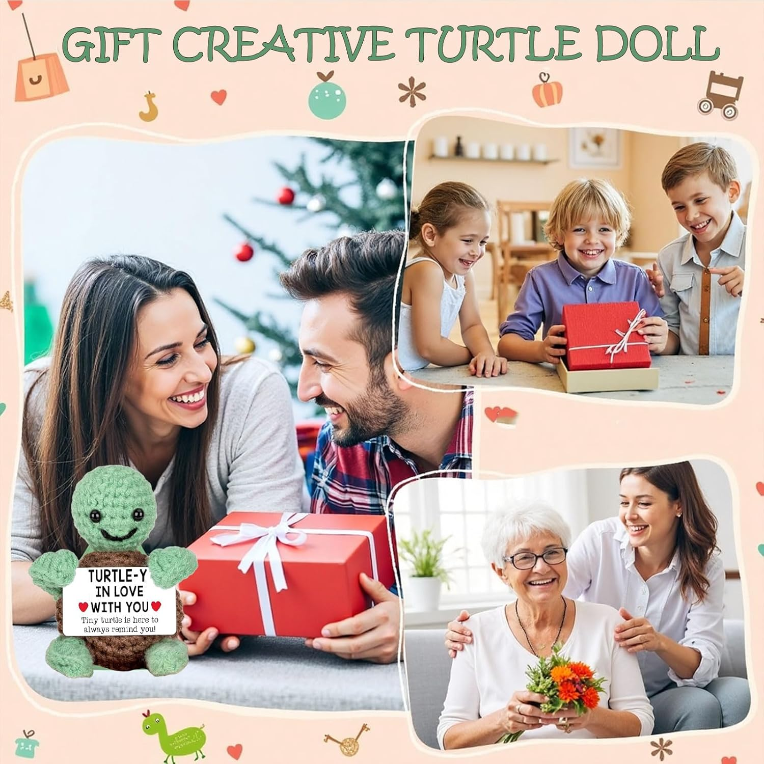 Handmade Emotional Mini Funny Crochet Turtle for Her Him, Wife Husband Girlfriend Boyfriend I Love You Gifts, Anniversary Birthday Gifts Turtle Decorations Decor (Turtle Lover) - Turtle Dad image number 6