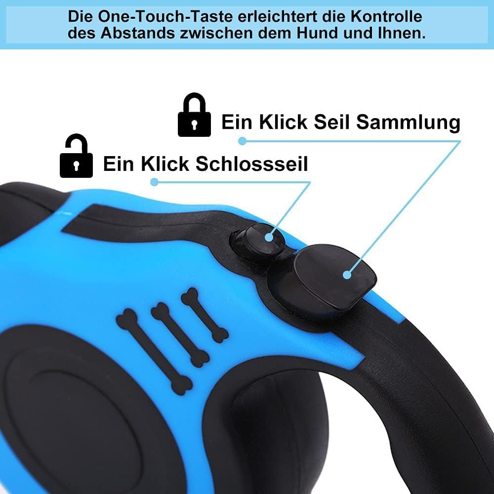 Dog Lead, Classic, 3 Metres Retractable Dog Lead for Small, Medium and Large Dogs, Blue