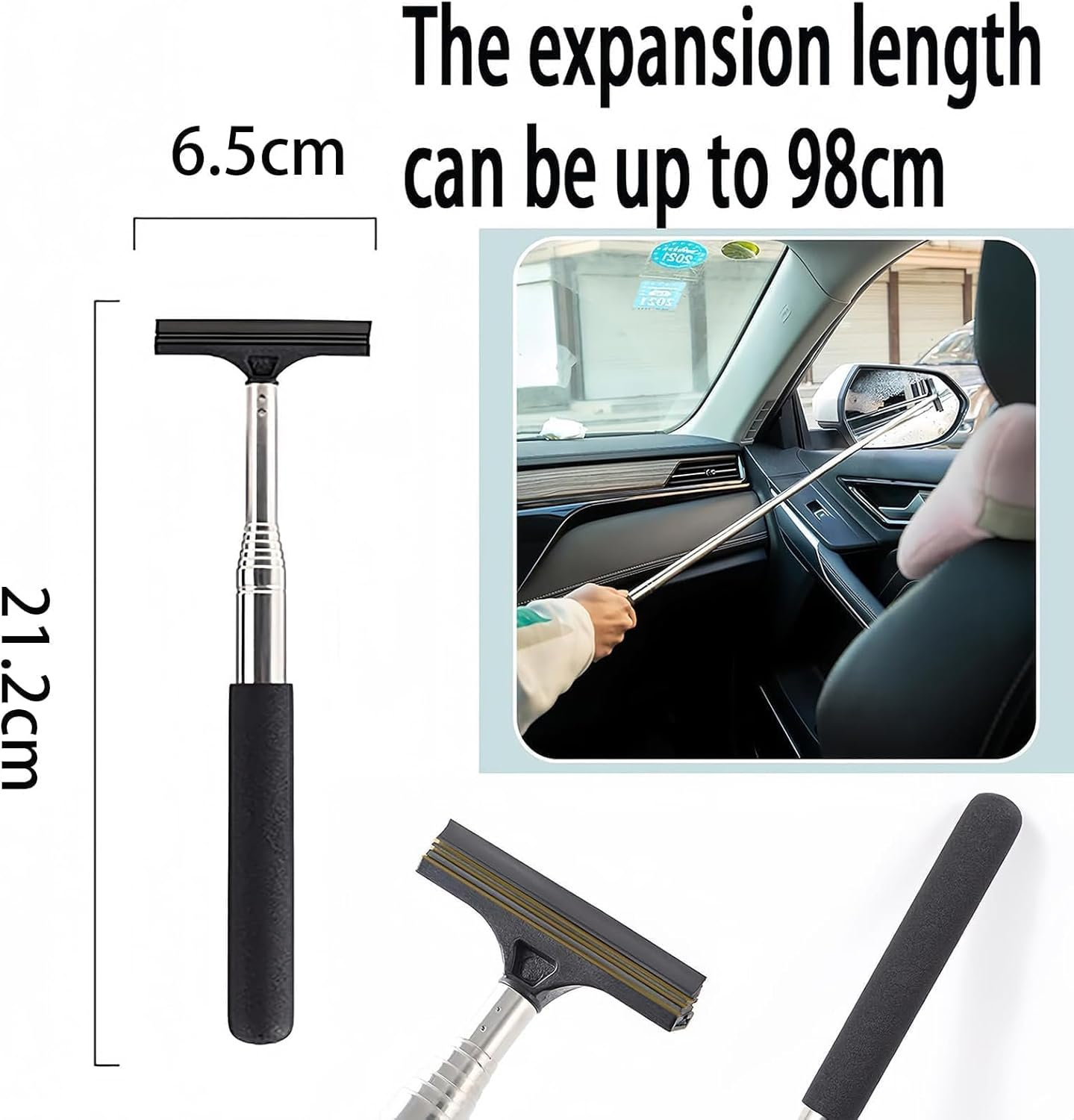 Window Squeegee, Car Window Scraper, Wing Mirror Squeegee, Car Windscreen Squeegee, Side Mirror Squeegee, Wing Mirror Wiper, Portable Vehicle Interior Exterior Accessories for Rainy Foggy Weather image number 6