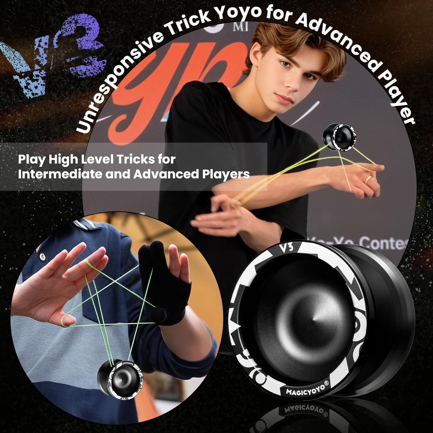 MAGICYOYO Professional Responsive Yoyo V3, Aluminum Yo Yo for Kids Beginner, Replacement Unresponsive Ball Bearing for Advanced Yoyo Players + Removal Bearing Tool + Bag + 12 Yoyo Strings image number 2
