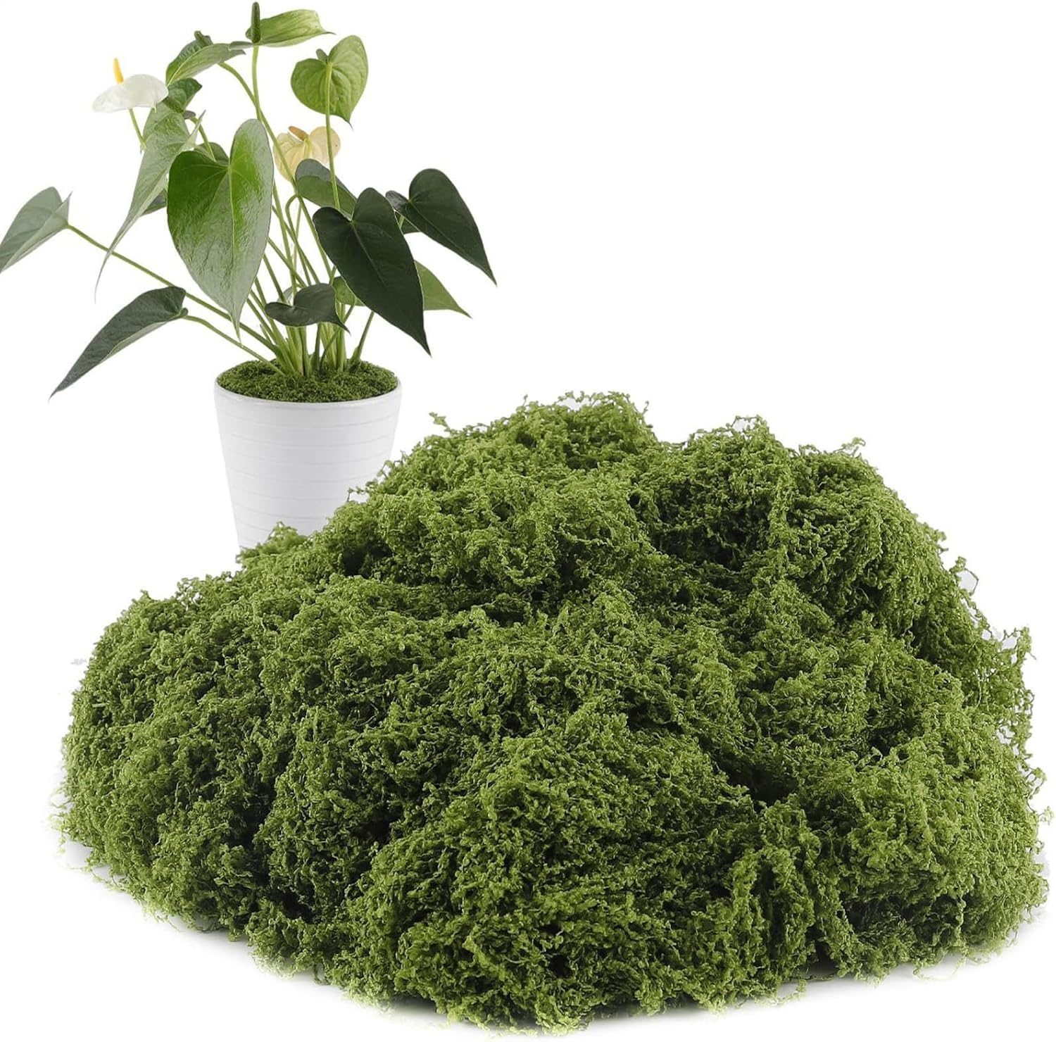 Artificial Moss for Houseplants - Realistic Artificial Green 300G | Decorative Green Moss for Terrarium Planter Pot Succulent Plants Home Decoration image number 3