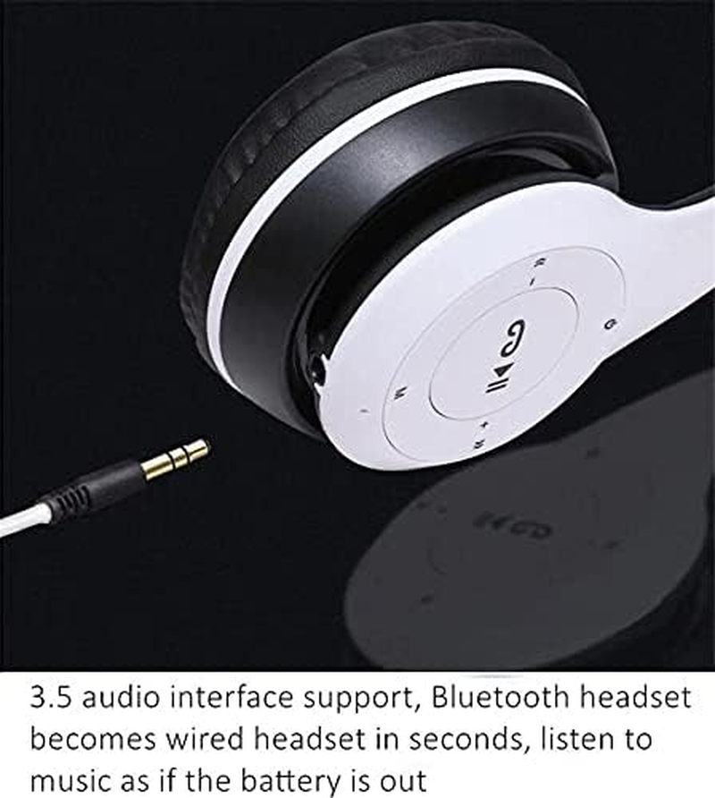 Wireless Foldable Bluetooth Headphones Noise Cancelling Hifi Stereo Earbuds with Microphone Headset Bag for Kids Gift (White) image number 2