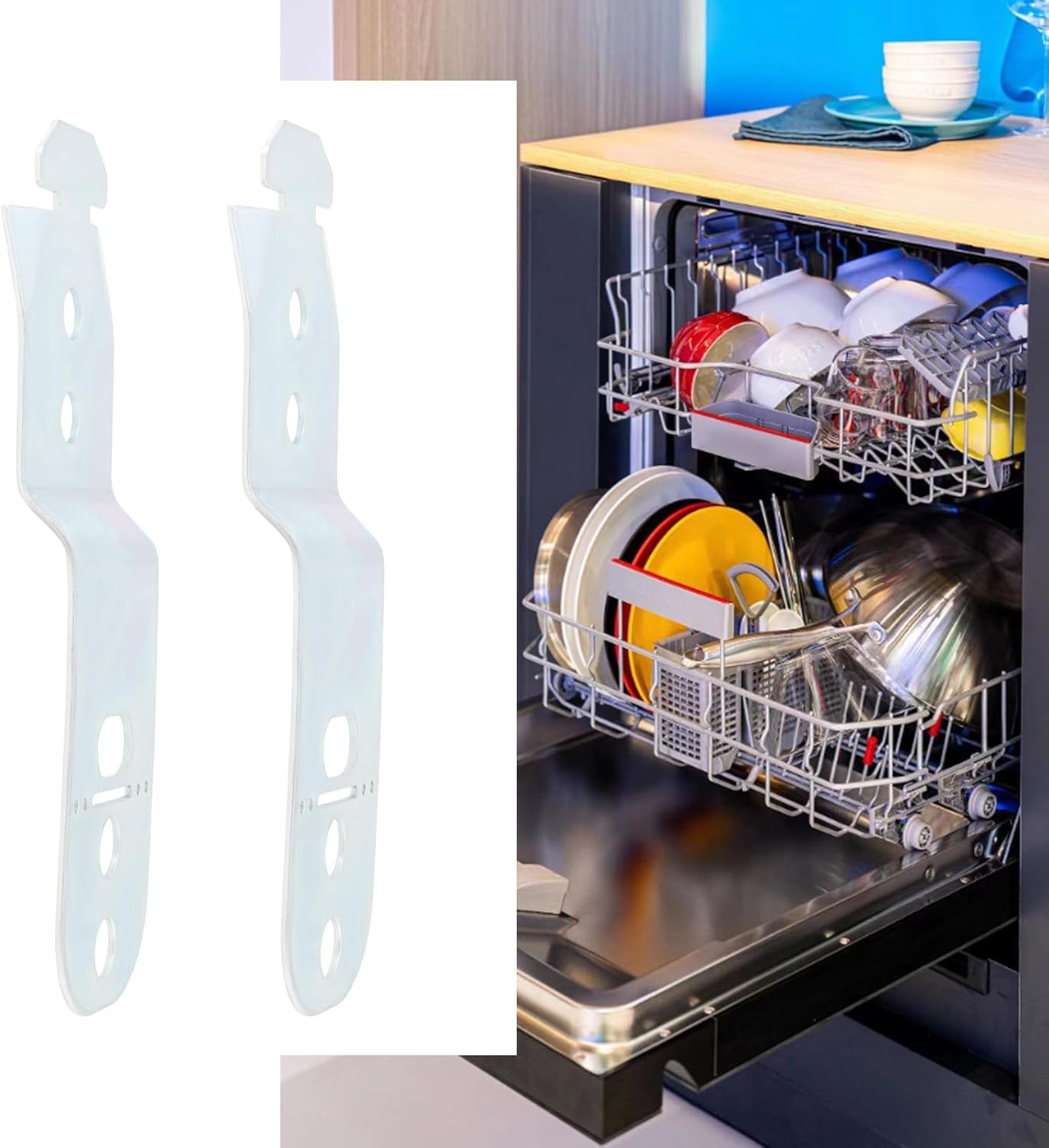YINETTECH 2PCS Dishwasher Mounting Bracket Compatible with Bosch OE 00619985 628371 EA347878 AP4538351 00628371 87.8X25.6Mm with Screws Dishwasher Fixing Plate