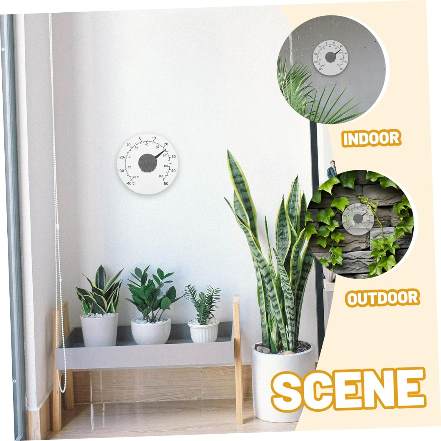 GALPADA Multi-Functional Home Thermometer with Adhesive for Window Indoor Outdoor Use Compact Temperature Gauge for Garage Greenhouse Celsius and Fahrenheit Display image number 3