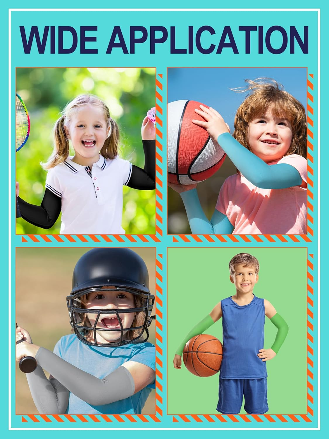 Xuhal 10 Pairs Arm Sleeves for Kids Arm Compression Sleeves Baseball Sleeve UV Sun Protection Cooling Sleeves