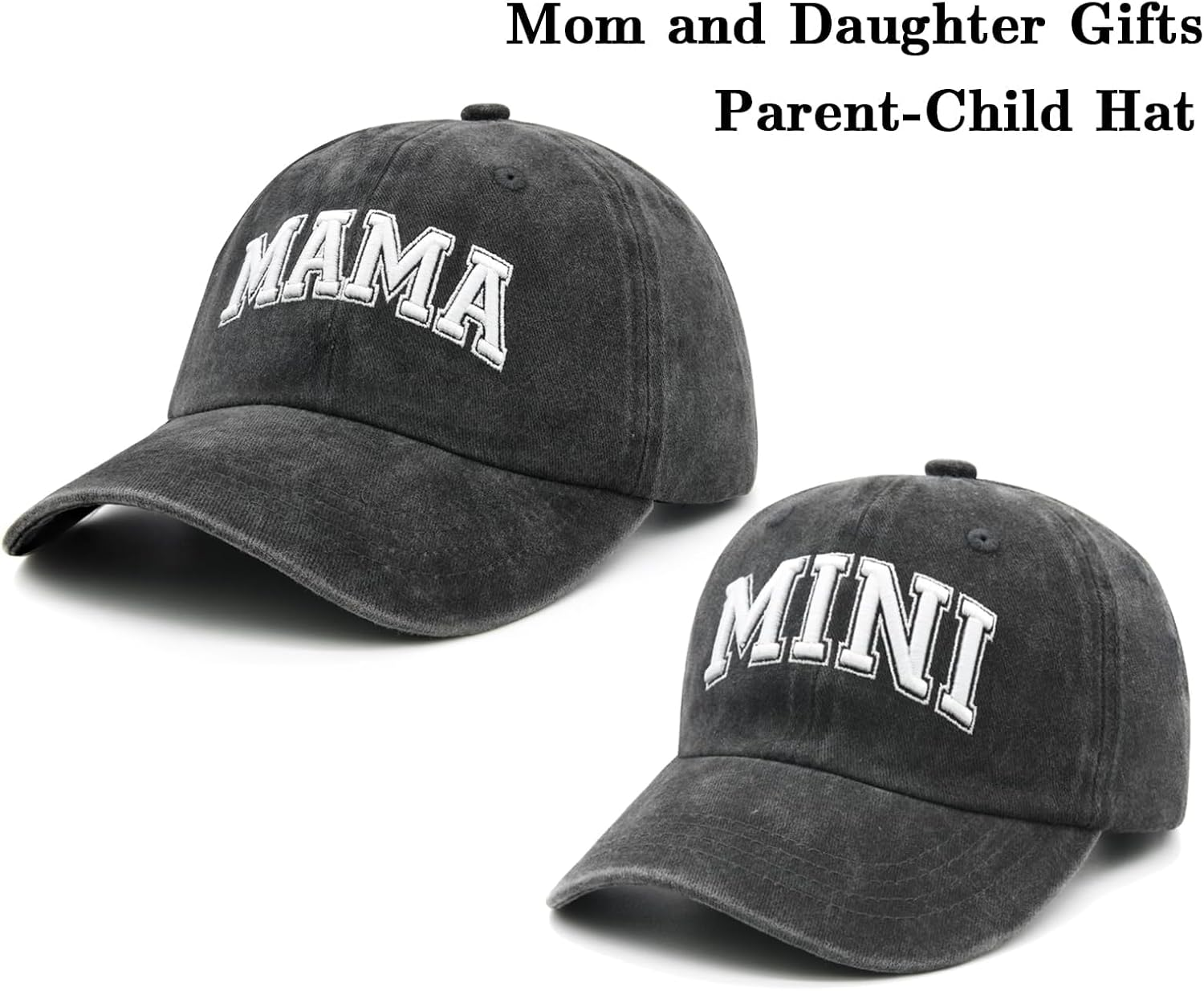 MINYJHZ 2PCS Mommy and Me Baseball Cap for Mom Girl, Adjustable Washed Mama and Mini Hats image number 2