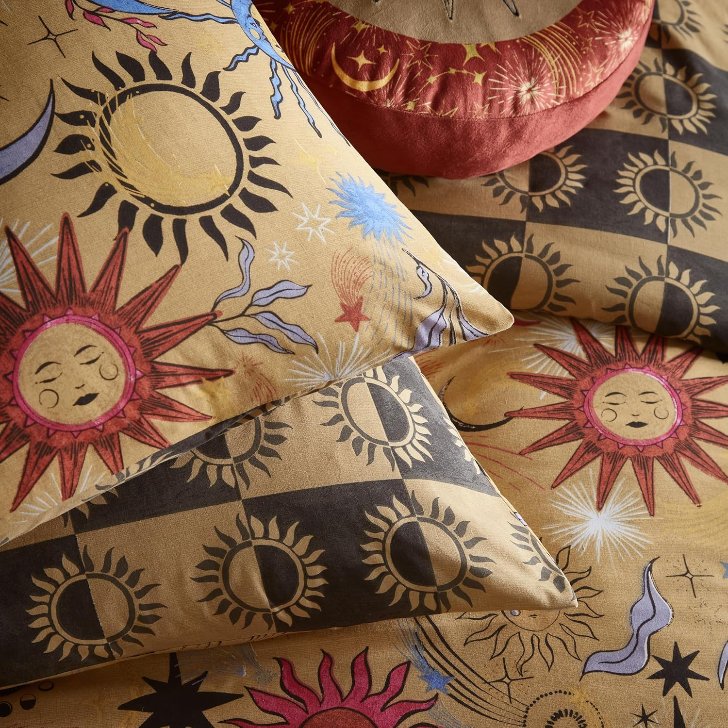 Furn. Ethereal Star Abstract Celestial Duvet Cover Set, Gold Rust image number 5