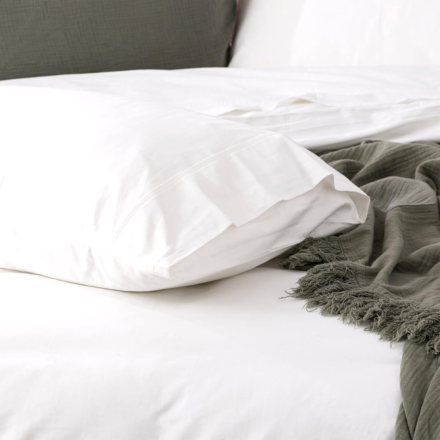 Park Avenue 500 Thread Count Natural Bamboo Cotton Bed Sheet Set, Single, White - Dove image number 4