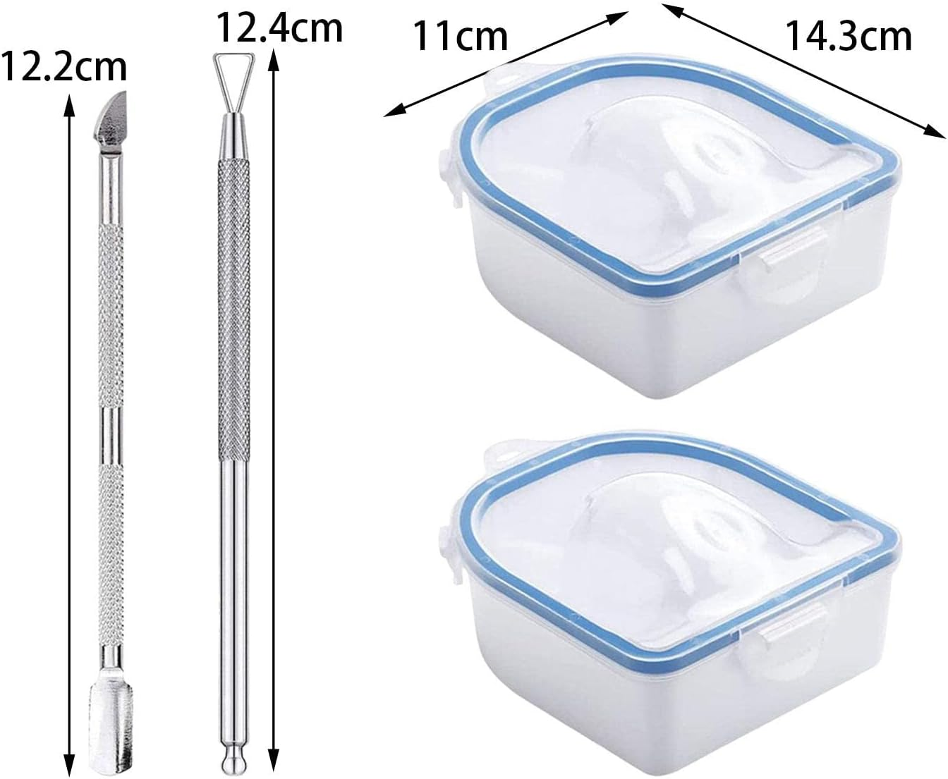 Koolsoo 2X Nail Soaking Bowls Nail Soak off Bowl Double Layer Professional Dip Powder Remover Tools Nail Art Tool for Hands Acrylic Nails Home Salon, Blue - Blue image number 5