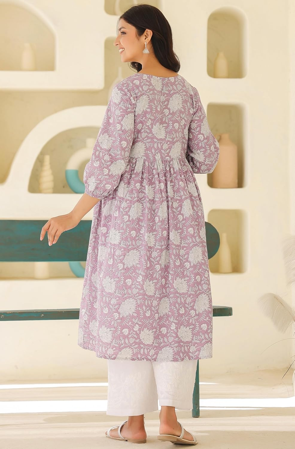 Janasya Maternity Nursing Kurta with Breastfeeding Feature for Pre and Post Pregnant Women image number 5