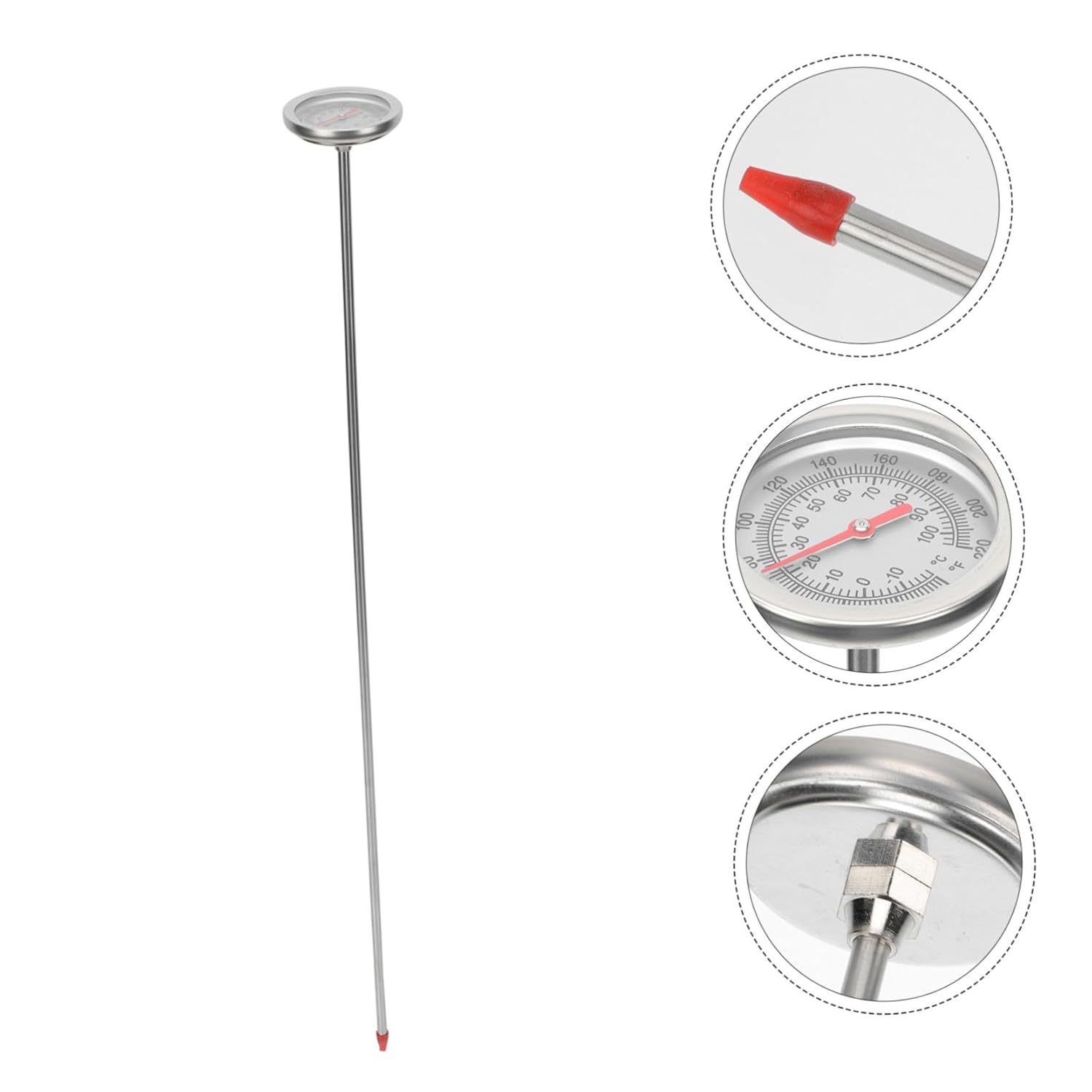 Stainless Steel Compost Soil Thermometer Extended 50Cm Probe for Gardening and Planting, Precise Soil Temperature Detector 10 to 100℃ 0 to 220℉, Single Pack image number 4