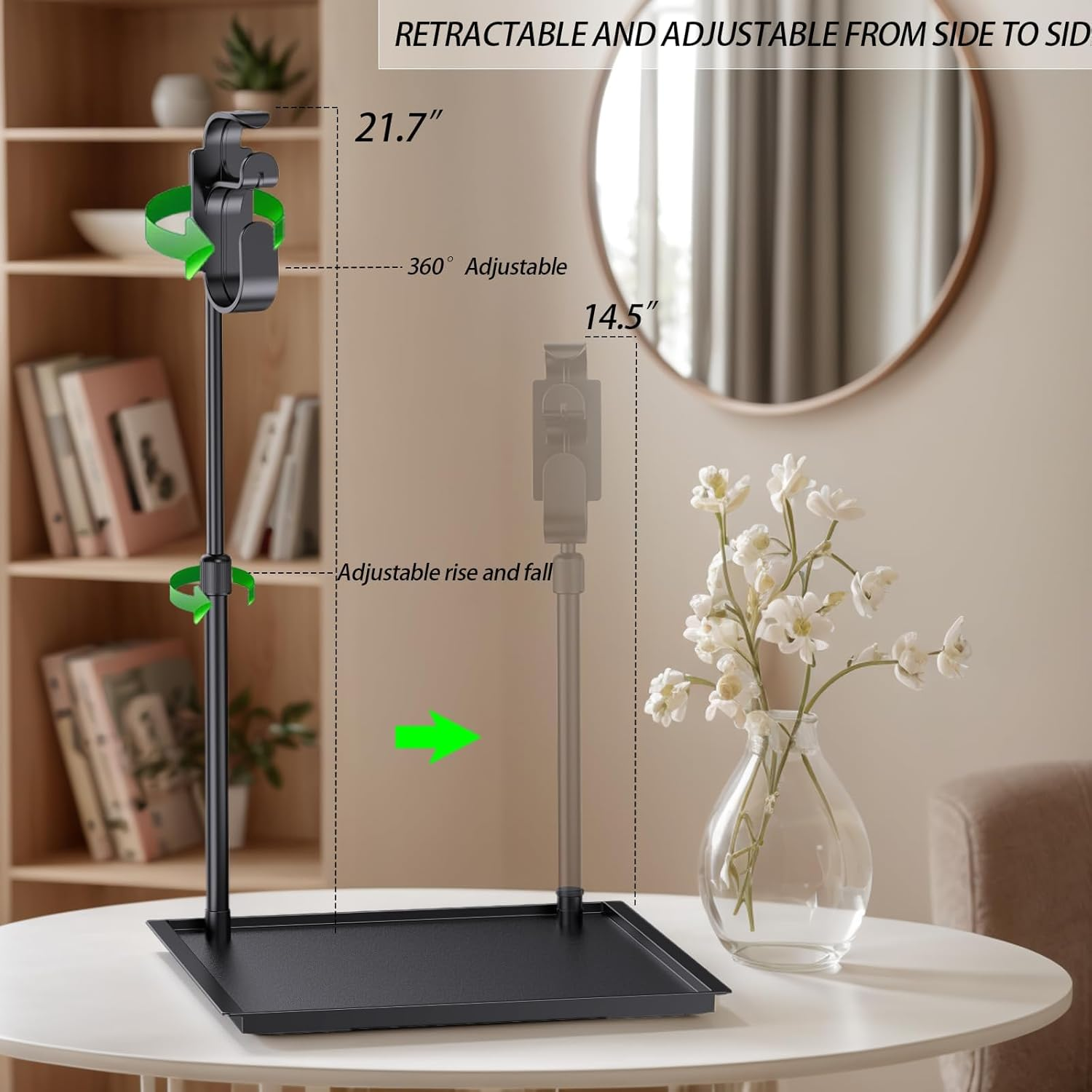 CPAP Protector Mat & CPAP Hose Holder - Bedside Organizer with Retractable CPAP Hook for CPAP Mask & Tubing, Keeps CPAP Supplies Neat and Tidy, Enhances Sleep Quality (Black) image number 2