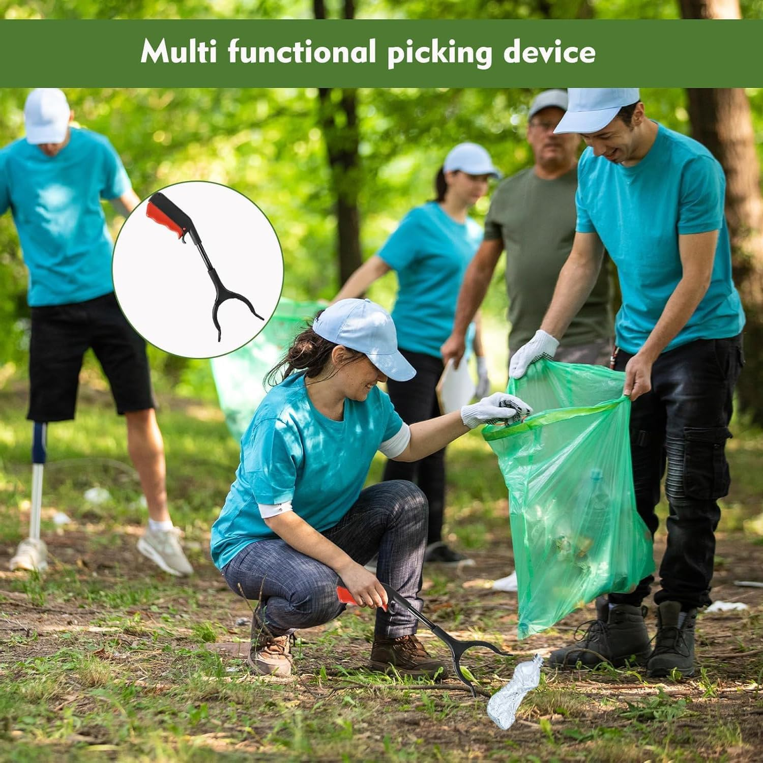 YUNYU 2Pcs Lightweight 30Cm Iron Pipe Rubbish Grabbers - Portable Grabber Tongs for Easy Rubbish Collection at Home, Balcony, Bathroom image number 2