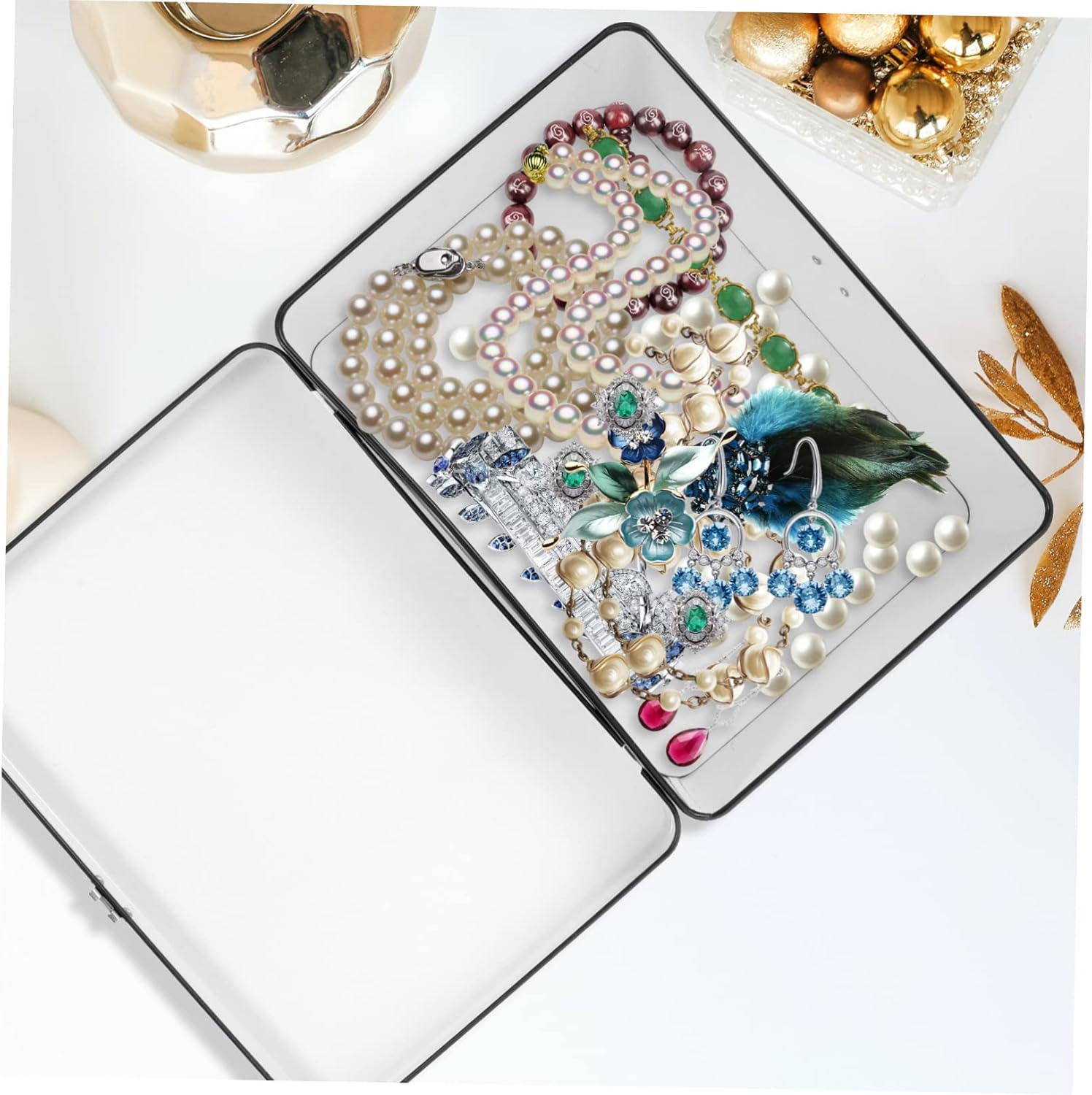 Large Vintage Tin Storage Box with Lock Retro Decorative Organizer Metal Keepsake and Jewelry Container for Home and Office Use image number 2