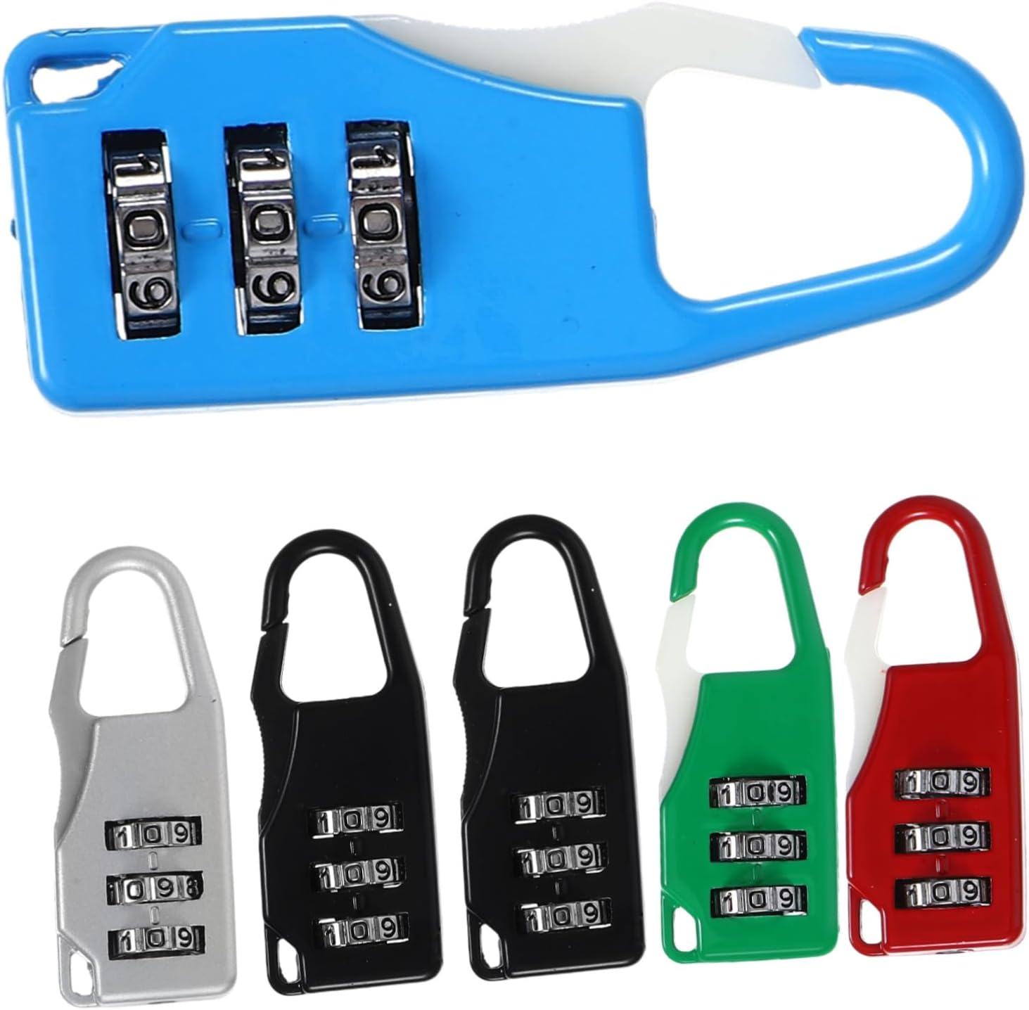 GETAJGHSD 6Pcs 3-Digit Combination Luggage Locks Zinc Alloy Padlocks for Suitcase Gym Locker Travel Security Black, Silver, Red, Blue, Green image number 3