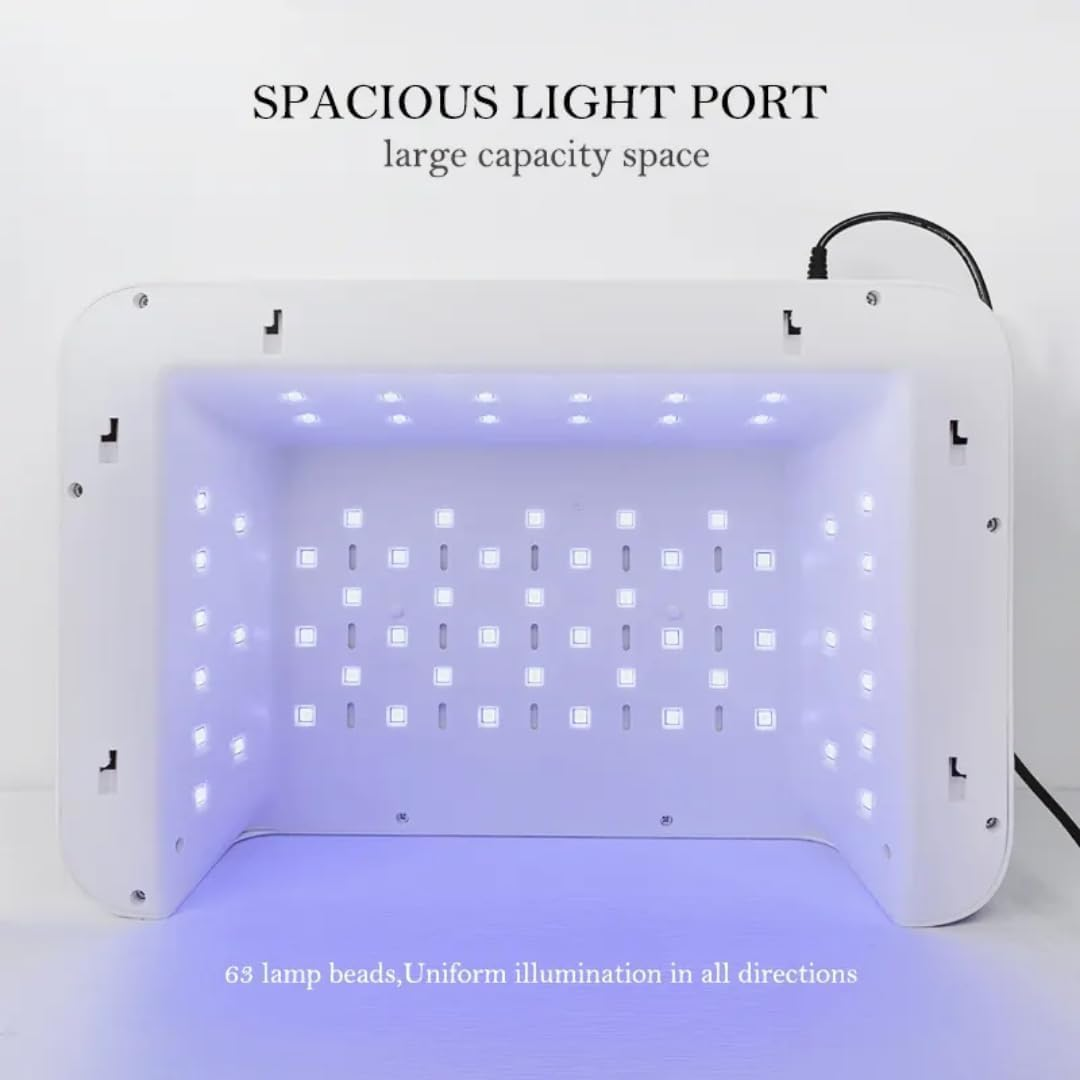 180W UV Nail Lamp Professional LED Gel Polish Dryer, Manicure Art Curing Nail Light, 63 Lamp Beads, with LED Display Screen image number 1