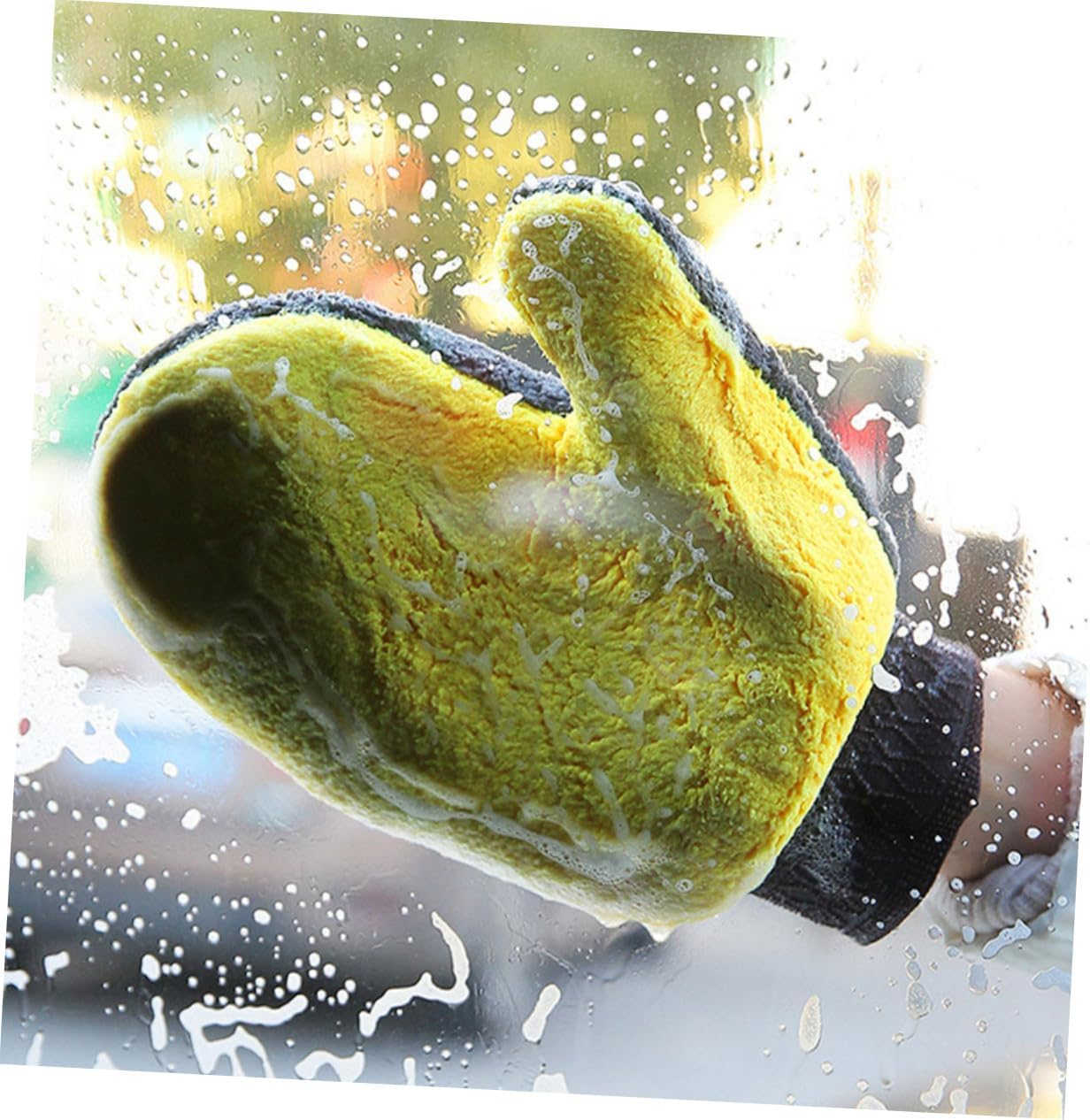 JUMPLAWN Car Wash Mitts and Gloves 2Pcs Set Coral Fleece Double-Sided Waterproof Non-Slip Scratch-Free Car Cleaning Tool Suitable for Automotive Exterior Care image number 6