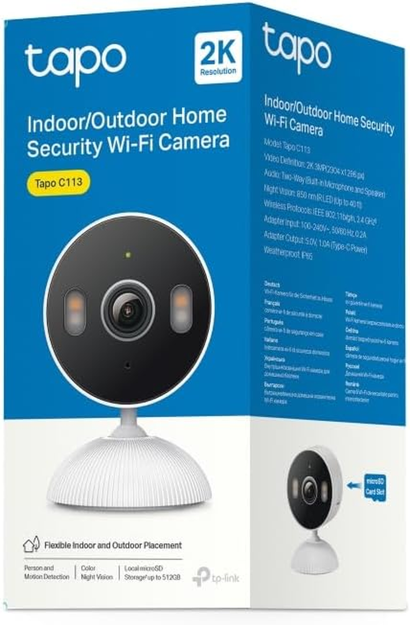 Tp-Link Tapo Indoor/Outdoor Wi-Fi Home Security Camera, 2K 3MP, Two-Way Audio, Weatherproof, Colorful Night Vision, Baby Monitor, Motion Detection, Smart AI Detection and Notifications(Tapo C113) image number 4
