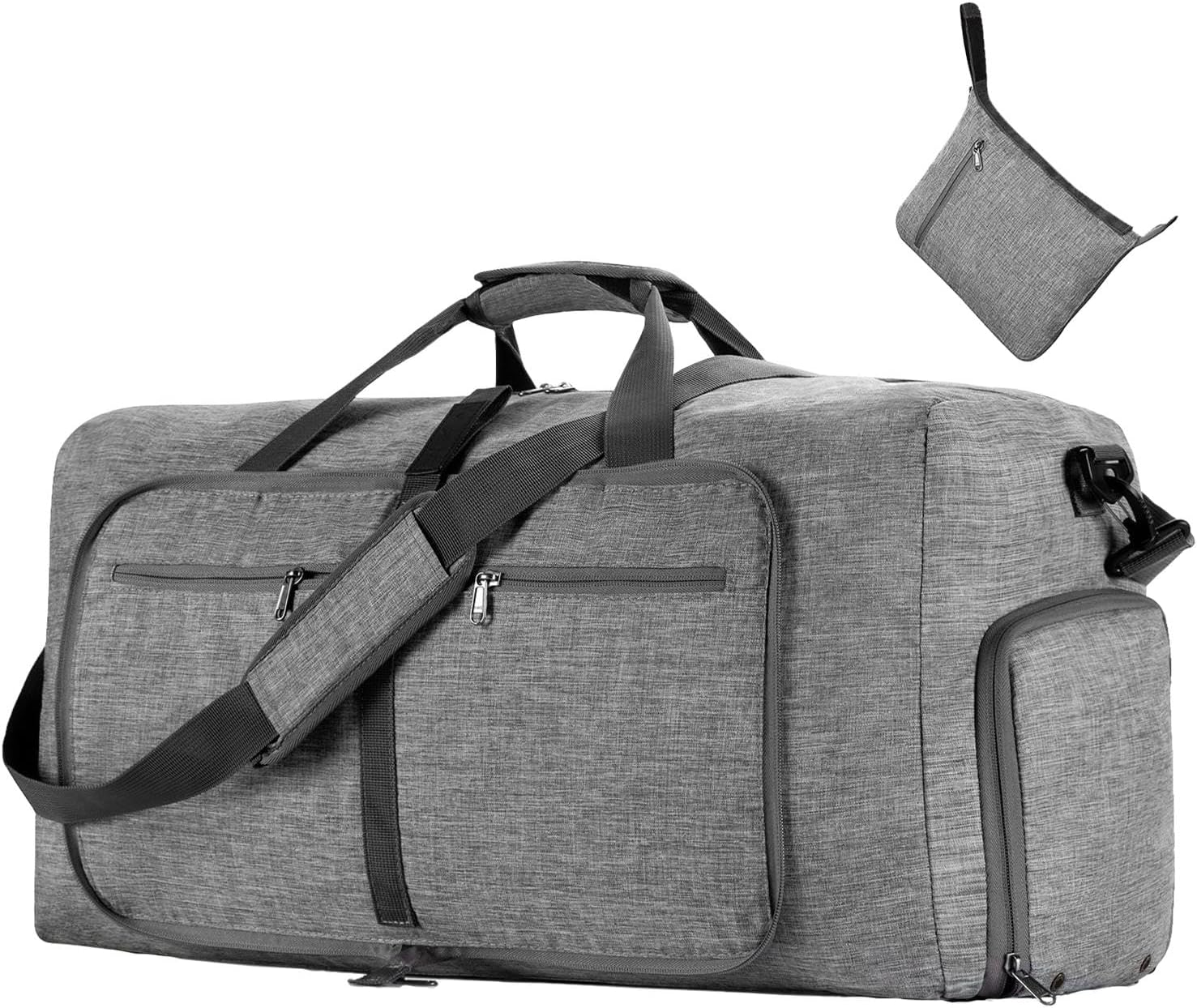 Travel Travel Bag - Travel Organiser, Travel Bag Carry Bag, Foldable Travel Equipment, Suitcase Organiser Bag, Waterproof, Sports Travel Bag with Multiple Pockets for Travel, Camping, Fitness, Gray,