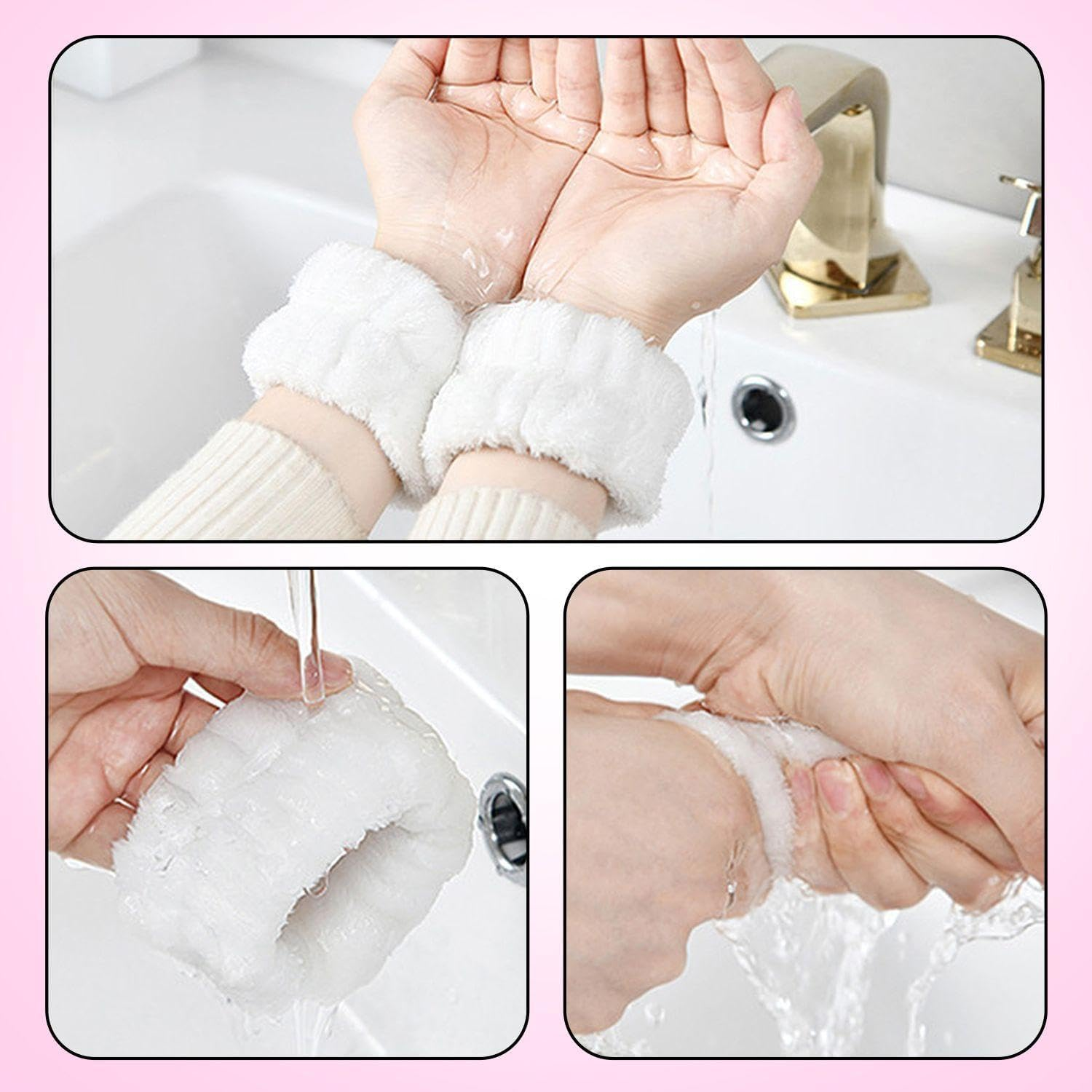 QFEHTHSK 6 Pieces Face Wash Bracelet, Anti-Moisture Bracelet, Spa Bracelet, Microfibre Face Wash Bracelet, Water Absorbent Face Wash Bracelet image number 5