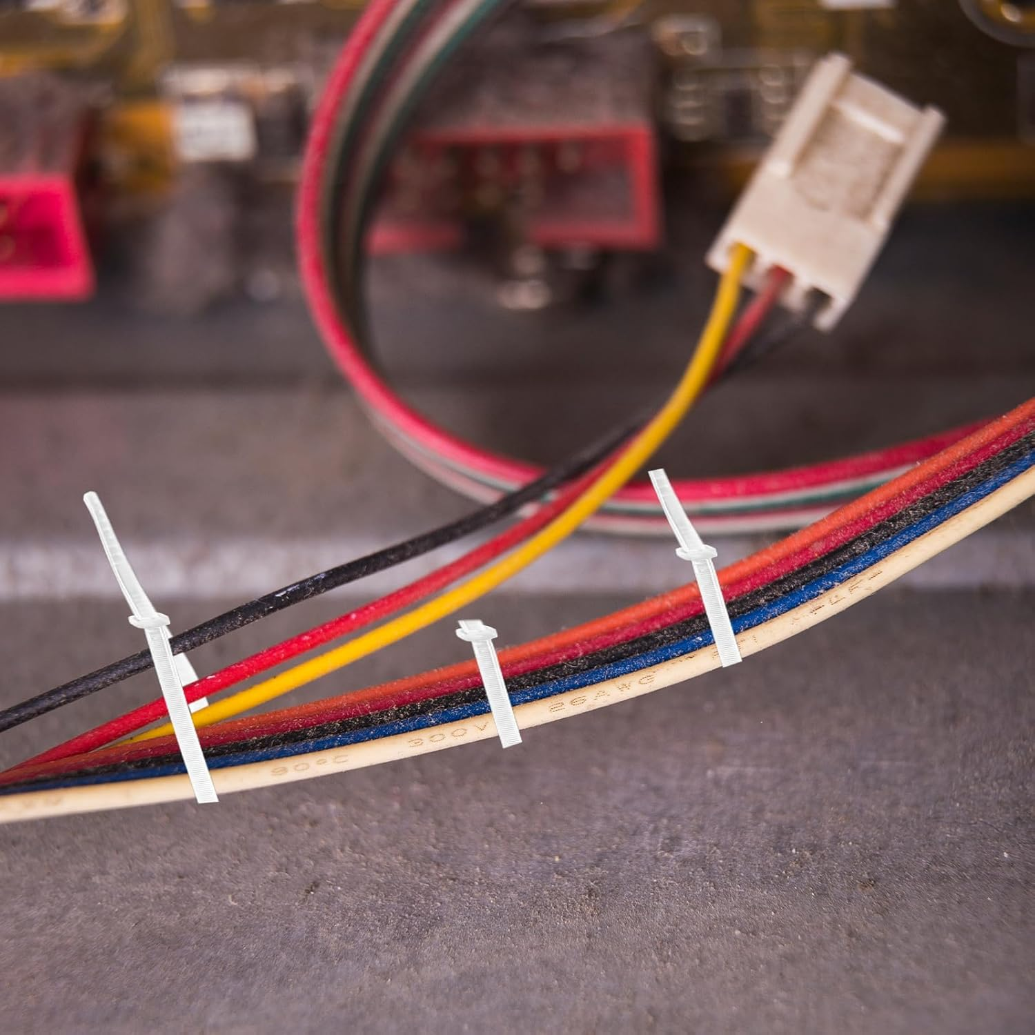 TEAONE Cable Tie Mounts, 100 PCS White Tie Wire Clips with 100 PCS Zip Tie for Wire Storage (Bulk) image number 2