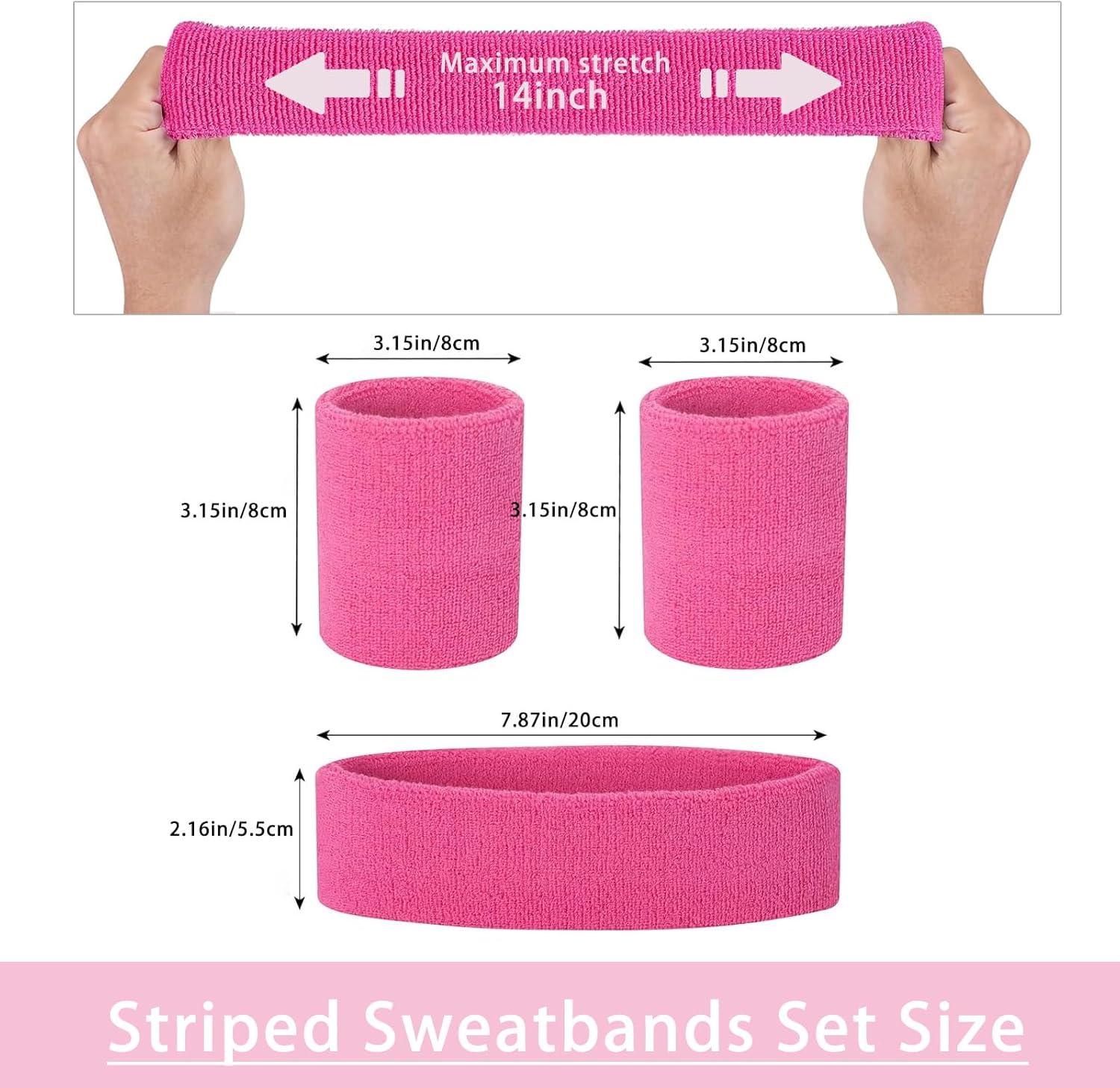 Sweatbands Set, Headband and Wrist Sweatbands Cotton Sweat Band for Athletic Men and Women, Sports Headbands for Fitness Yoga Running image number 2
