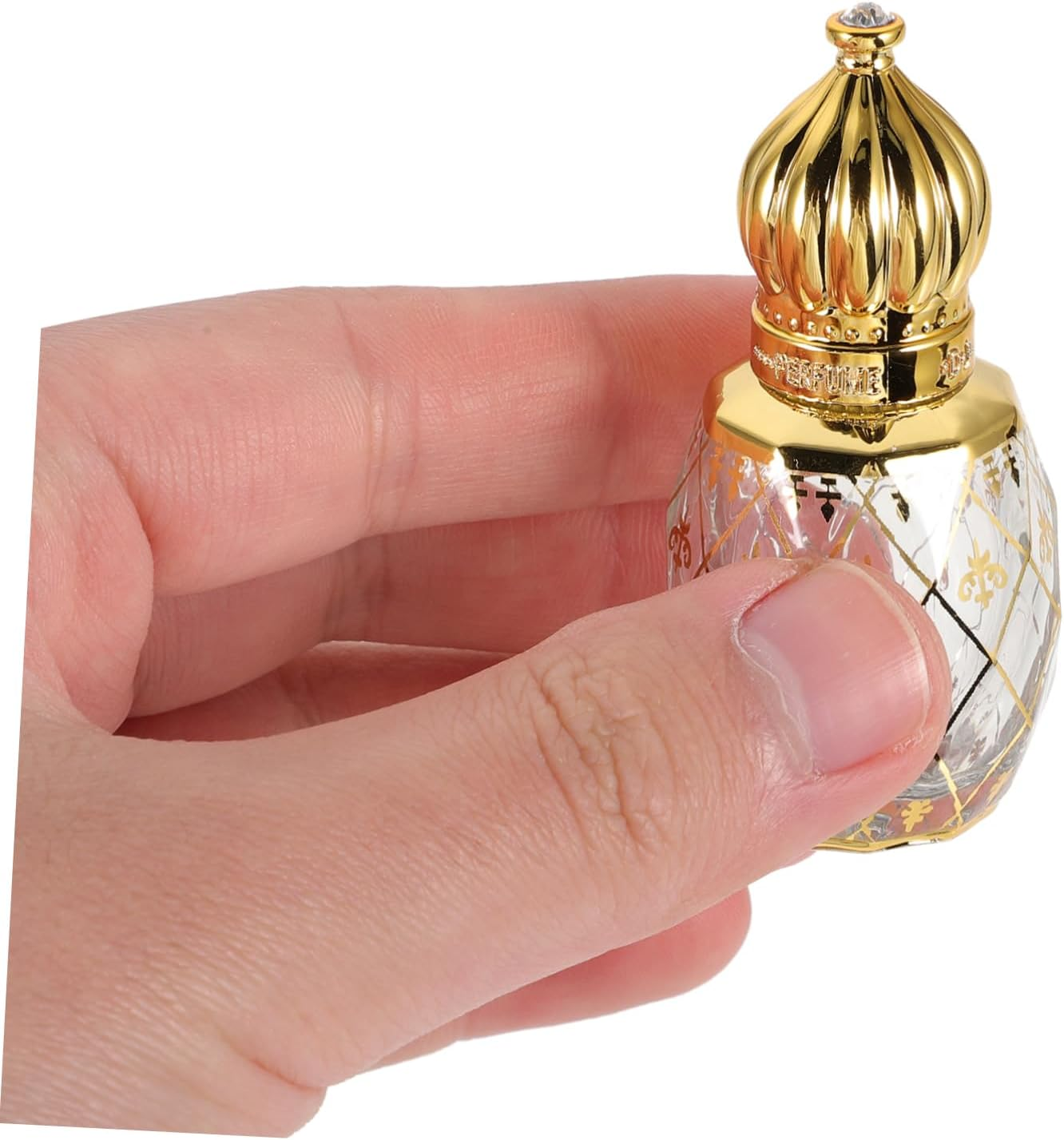 Middle Eastern Perfume Bottle 8Ml Glass Refillable Fragrance Bottle with Gold Cap Decorative Essential Oil Roller for Household and Travel Use Random Style image number 1