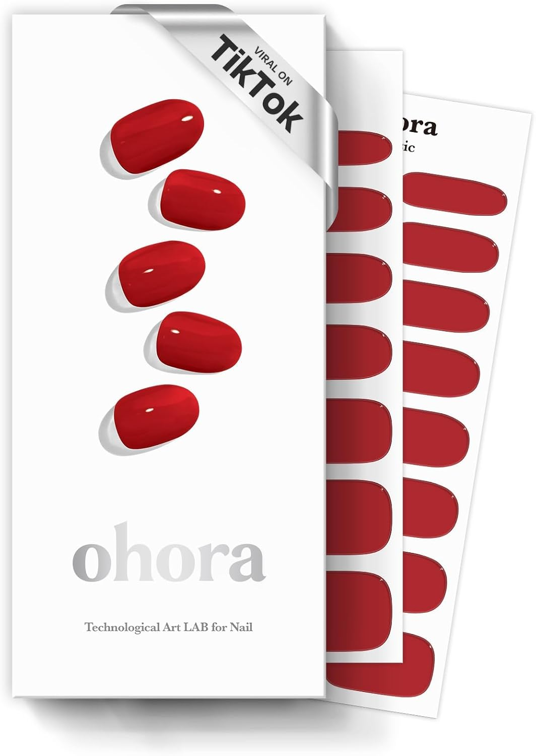 Ohora Semi Cured Gel Nail Strips (N Chilly) - Works with Any UV Nail Lamps, Salon-Quality, Long Lasting, Easy to Apply & Remove - Includes 2 Prep Pads, Nail File & Wooden Stick