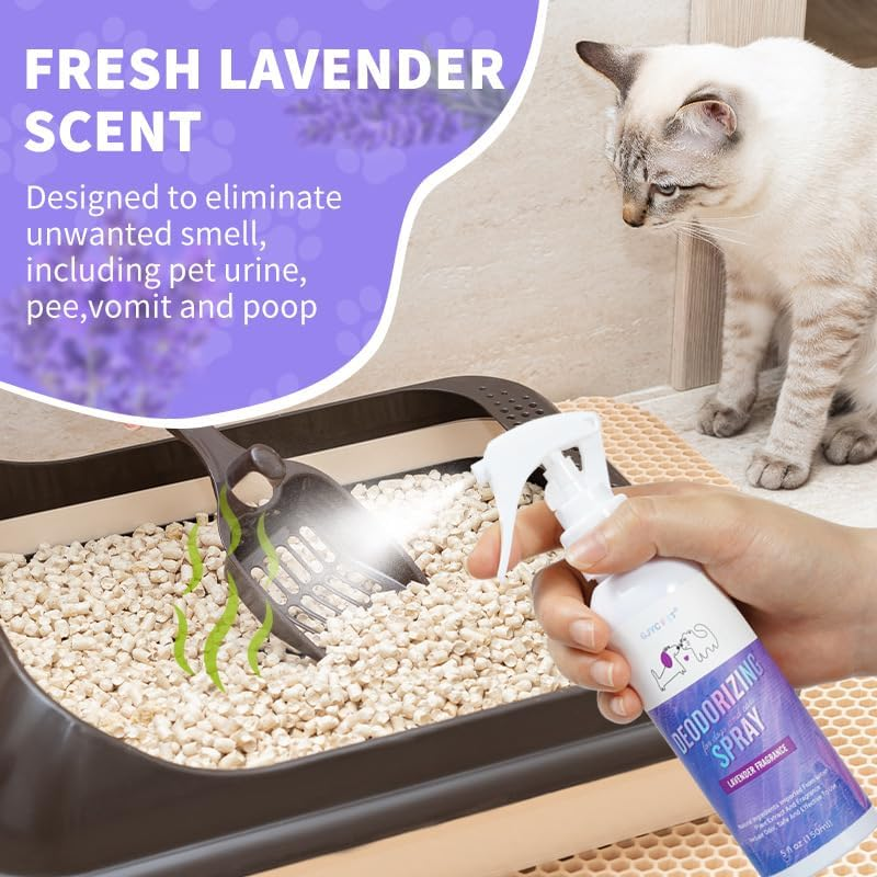 Pet Deodorizing Spray with Lavender Fragrance, 150Ml, for Litter Boxes, Pet Cages, and Pet Areas